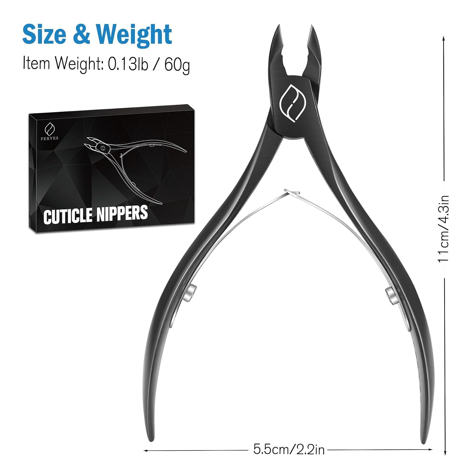 Detalle de FERYES LE-S301 1/2-Jaw Cuticle Nippers, Stainless Steel, Black