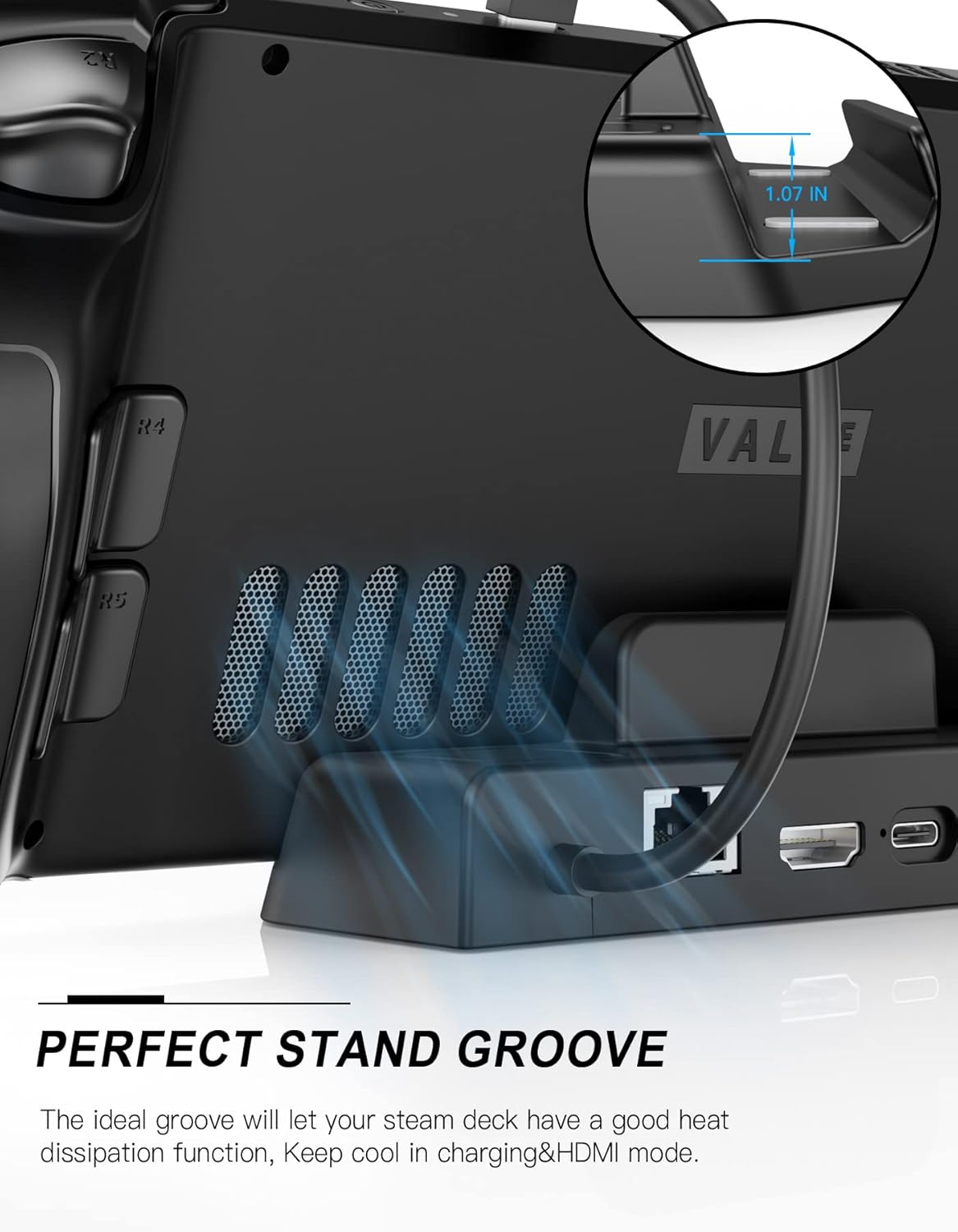 Detalle de Benazcap Docking Station for Steam Deck OLED (2023) / Steam Deck (2021) – 4K@60Hz HDMI, Gigabit Ethernet & USB-A 3.0