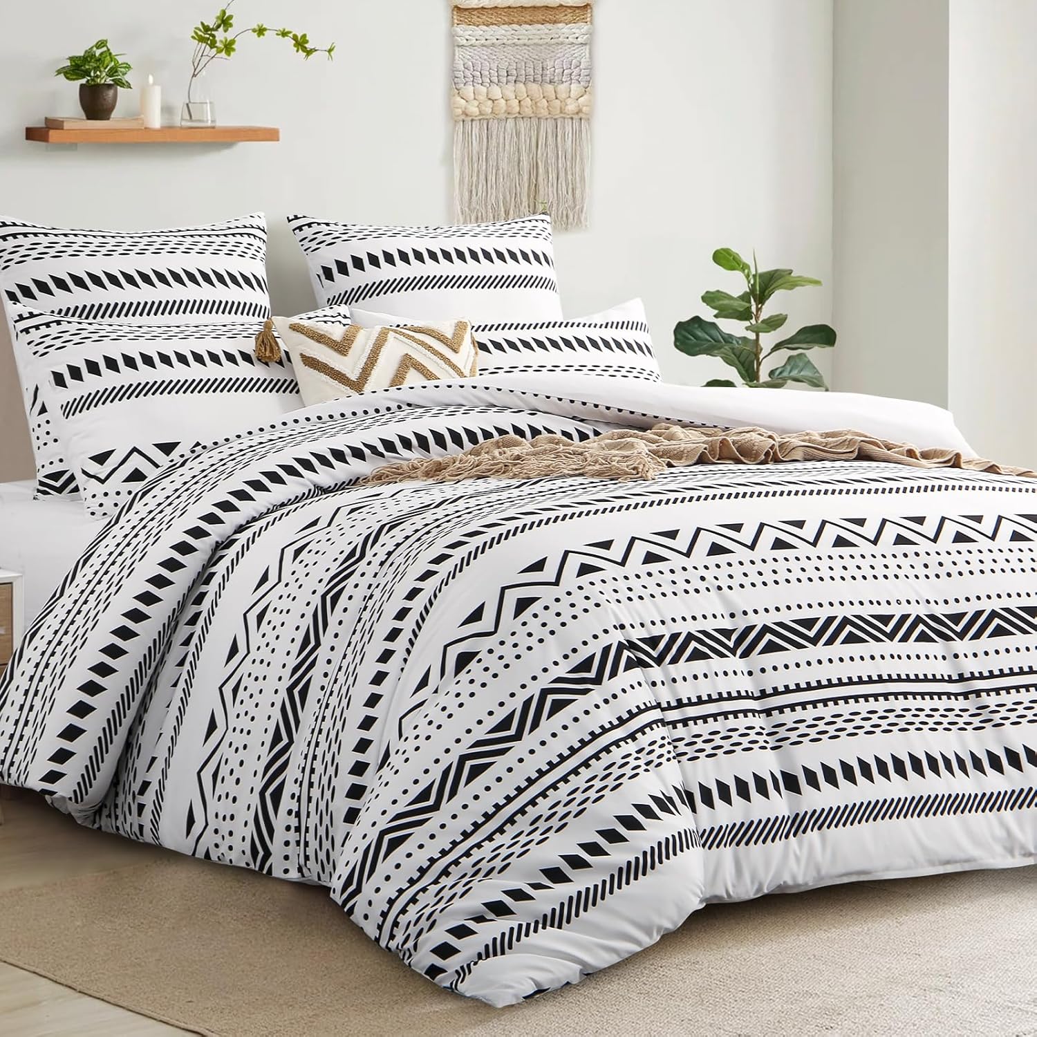 Thumbnail 1 de RUIKASI Bettwäsche 200x220 3-teilig Grau mit Boho-Muster (Mikrofaser, Reißverschluss, bügelfrei)