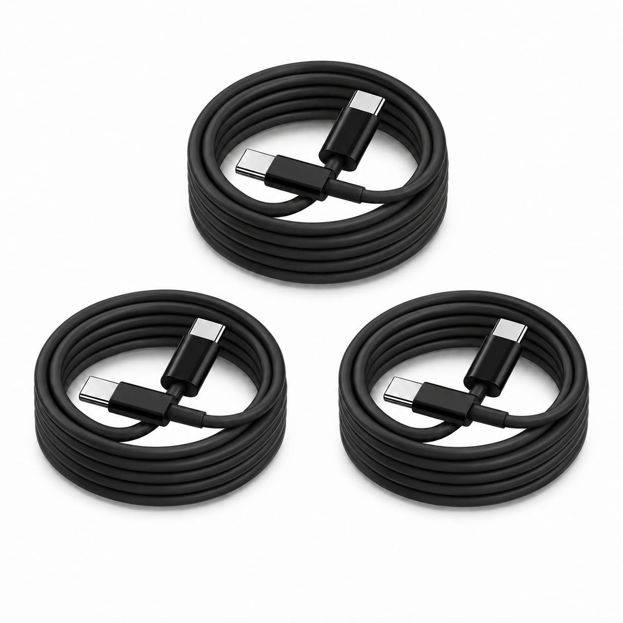 Detalle de 60W USB-C to USB-C Cable 3Pack (6ft) with PD 3.0 – Durable, Fast Charging for USB-C Devices