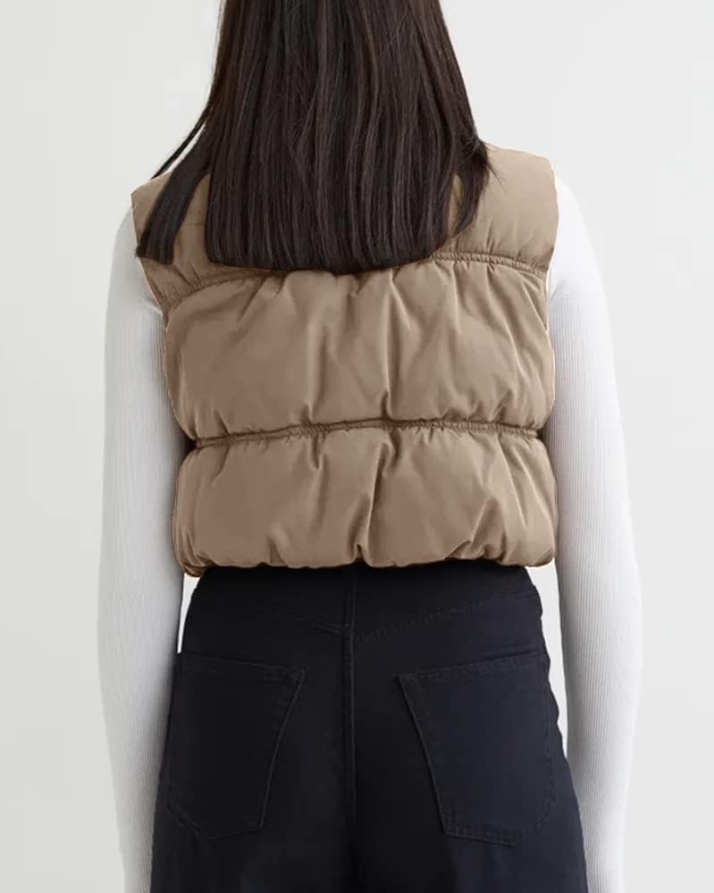 Detalle 2 de SySea Women's Crop Puffer Vest, Zip-Up Sleeveless Outerwear with Stand Collar