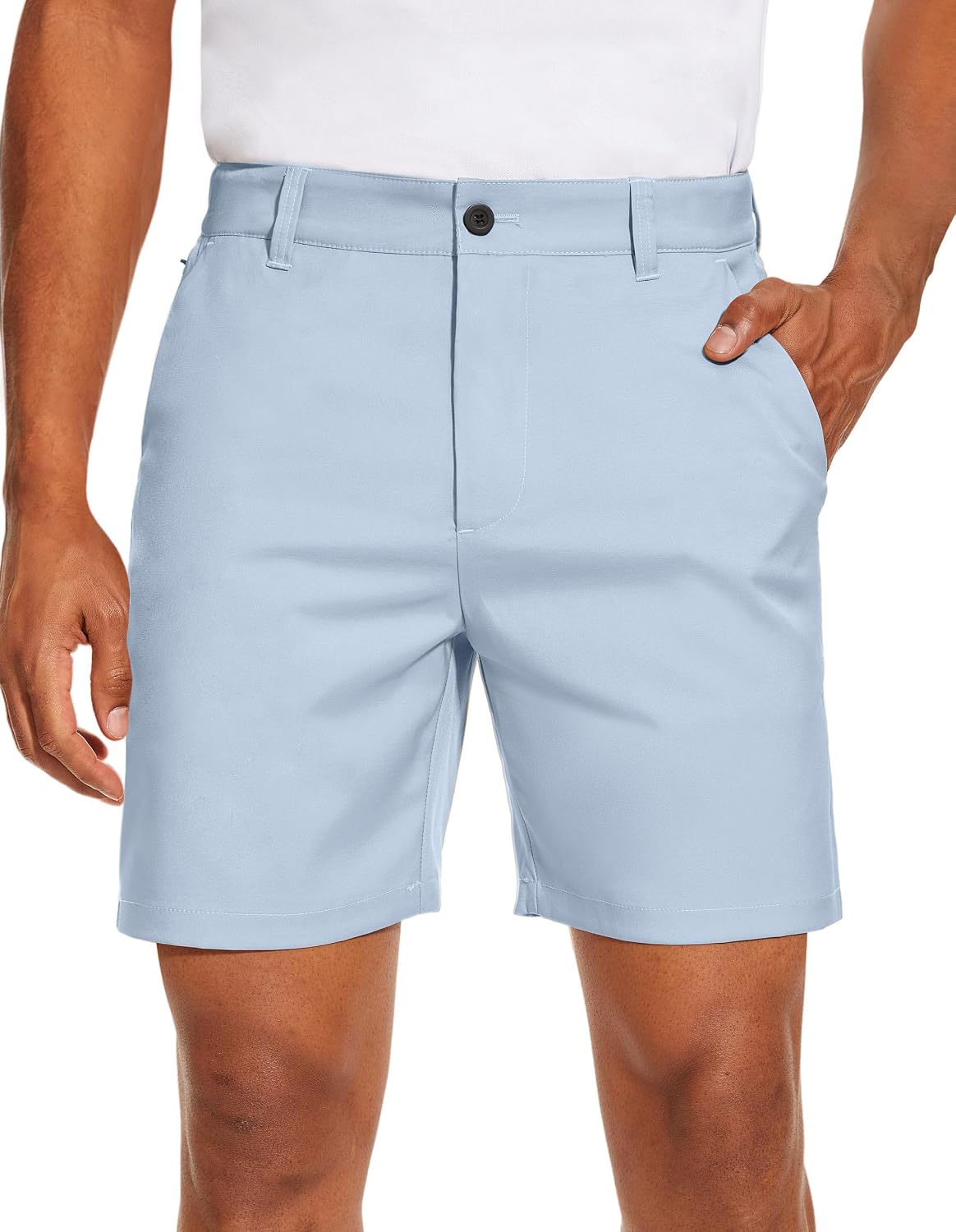 Detalle de PULI Men's Golf Dress Shorts Flat Front Hybrid 7 Inch Lightweight Quick Dry Chino
