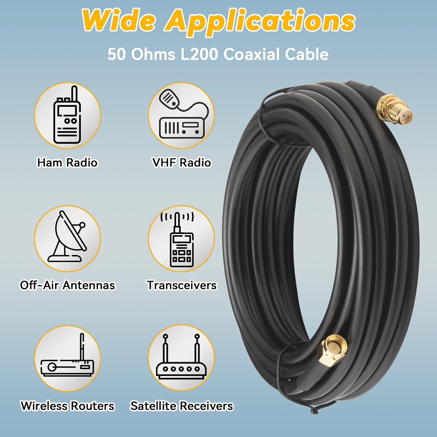 Detalle de BOOBEIR 30M LMR200 Equivalent SMA Male to SMA Female Coaxial Cable (50 Ohm) – Ultra Low-Loss Extension for 5G/6G, WiFi 6E, GPS & More