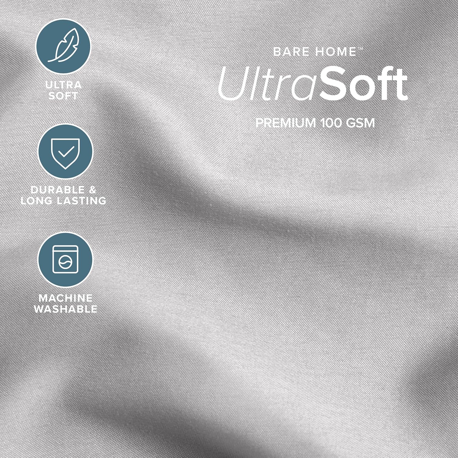 Thumbnail 1 de Bare Home 653590694298 Queen Comforter Set, Light Grey Microfiber, All-Season