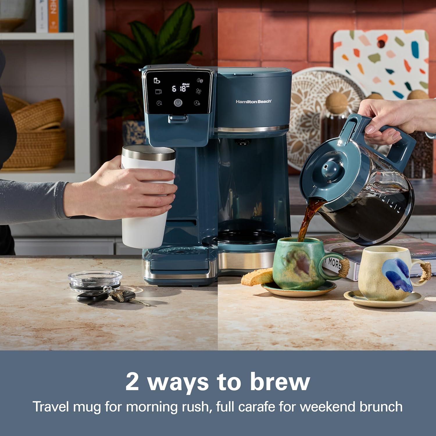 Detalle 2 de Hamilton Beach 2-Way Drip Coffee Maker & Single Serve Coffee Machine (47502J) — Kitchen Makeover Blue