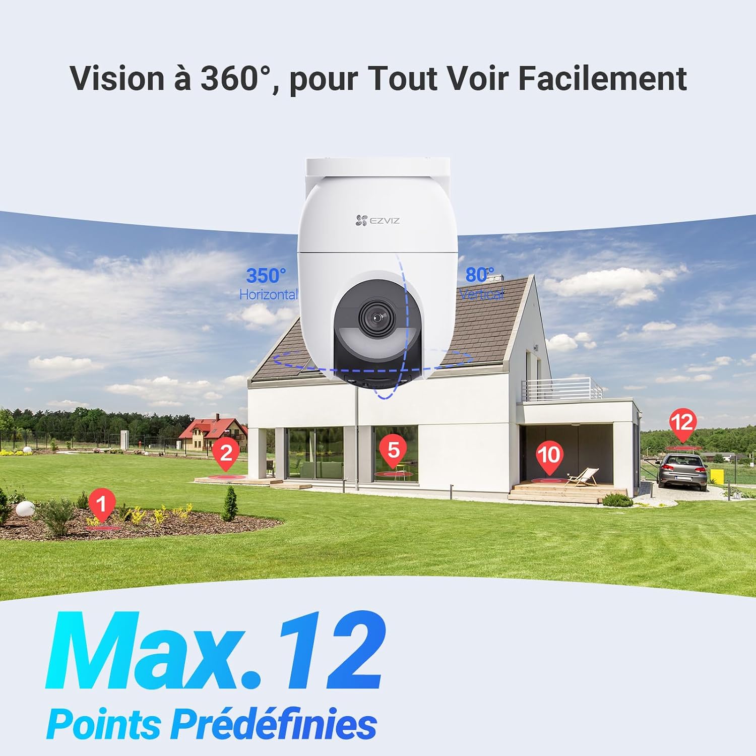 Detalle 2 de EZVIZ CB8 Lite 3K+ Extérieur sans Fil : Caméra PT 360° avec Détection IA et Vision Nocturne en Couleurs