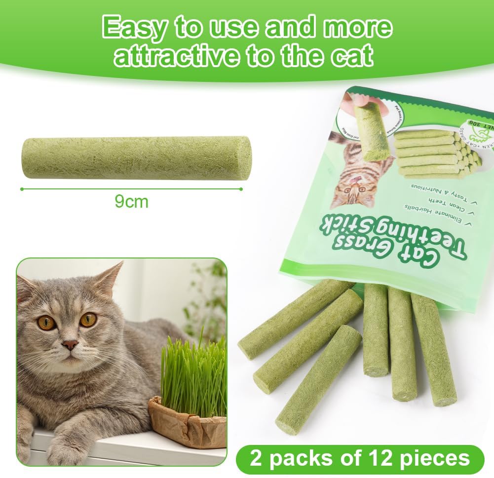 Detalle 2 de OSDUE Katzengras Snack 24 Stück für Beißpflege
