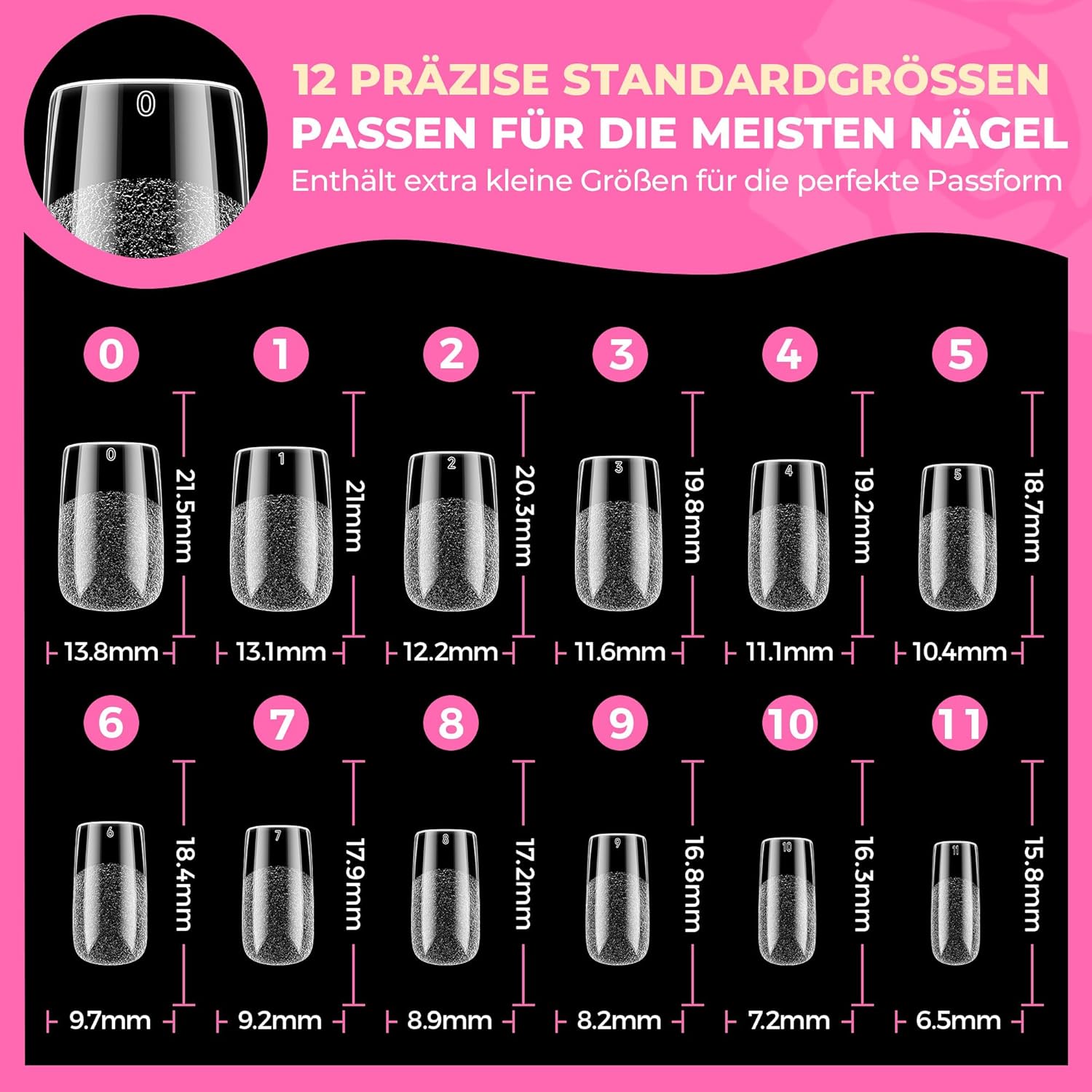 Thumbnail 6 de UNA GELLA Nail Tips – 504 Stück Soft-Gel Short Square Nageltips für Gel, Acryl und Dip-Powder