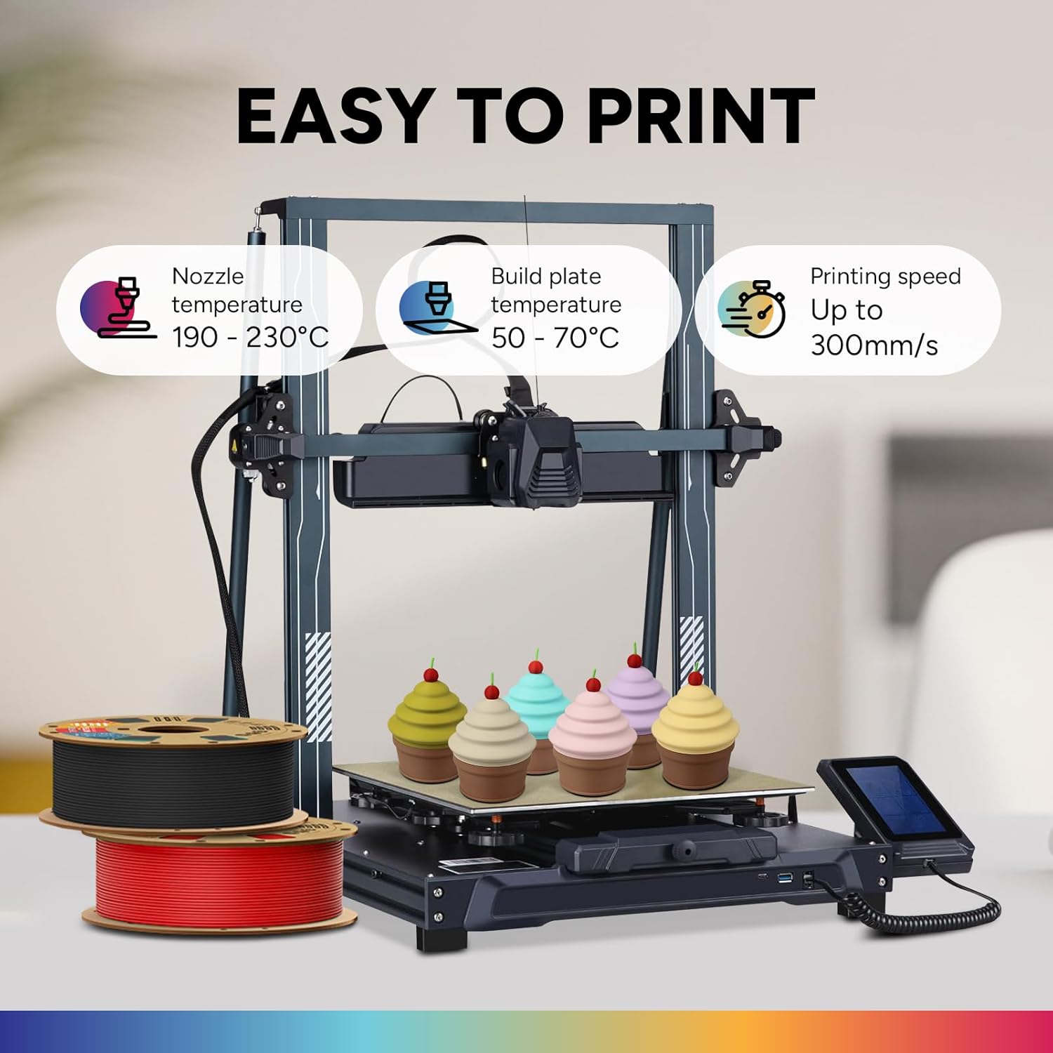 Thumbnail 3 de OVERTURE Matte PLA Filament 1.75 mm – 2 kg Matte PLA-Spule (Schwarz 1 kg + Weiß 1 kg) mit ±0,02 mm Maßgenauigkeit