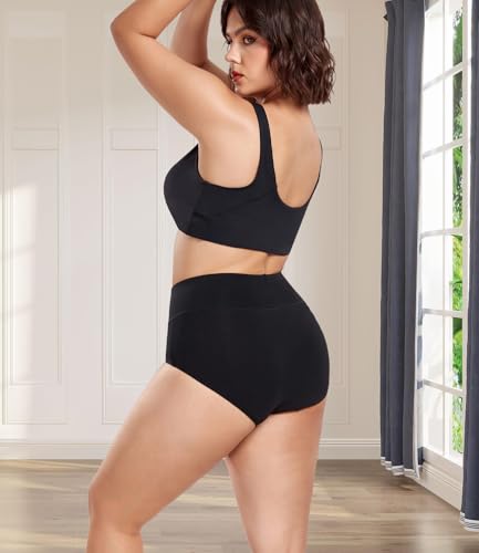 Detalle de wirarpa Culotte Femme Coton Taille Haute - Lot de 5 Noir XL
