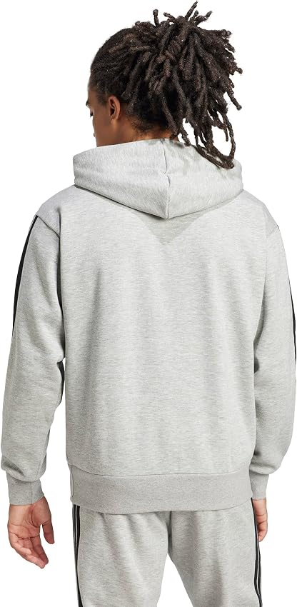 Detalle 2 de adidas Uomo Essential Three Stripes Fleece Hoodie XL sudadera gris/negra
