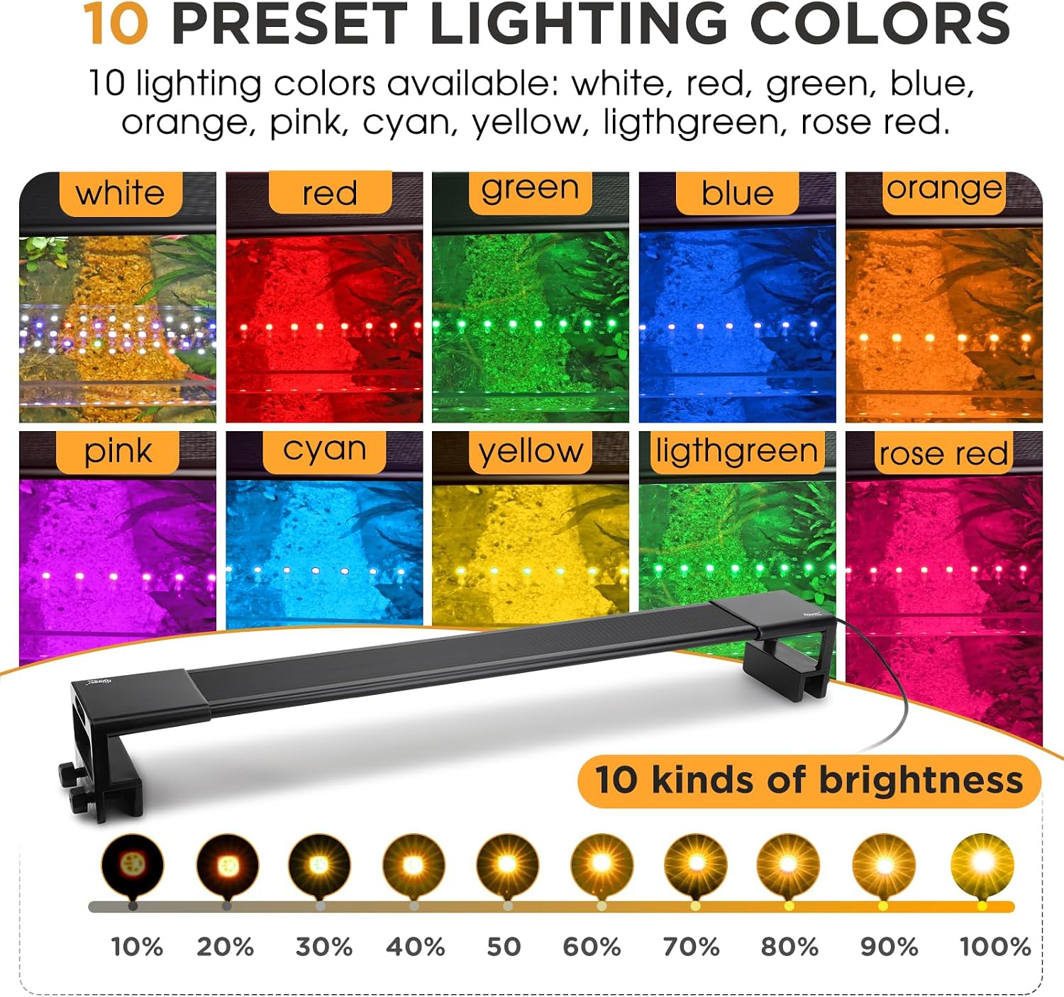 Detalle 1 de Hygger Clip On Aquarium Light 48W