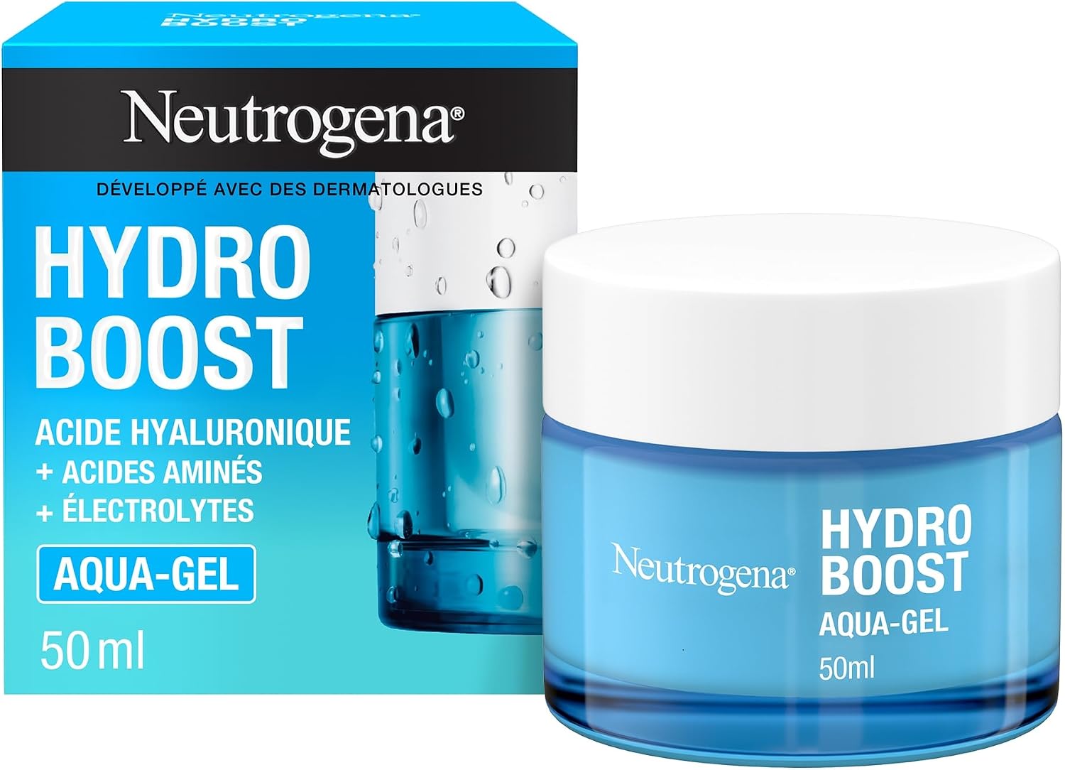 Detalle de Neutrogena Aqua-Gel Hydro Boost — Gel hydratant 24h, tous types de peaux, pot de 50 ml