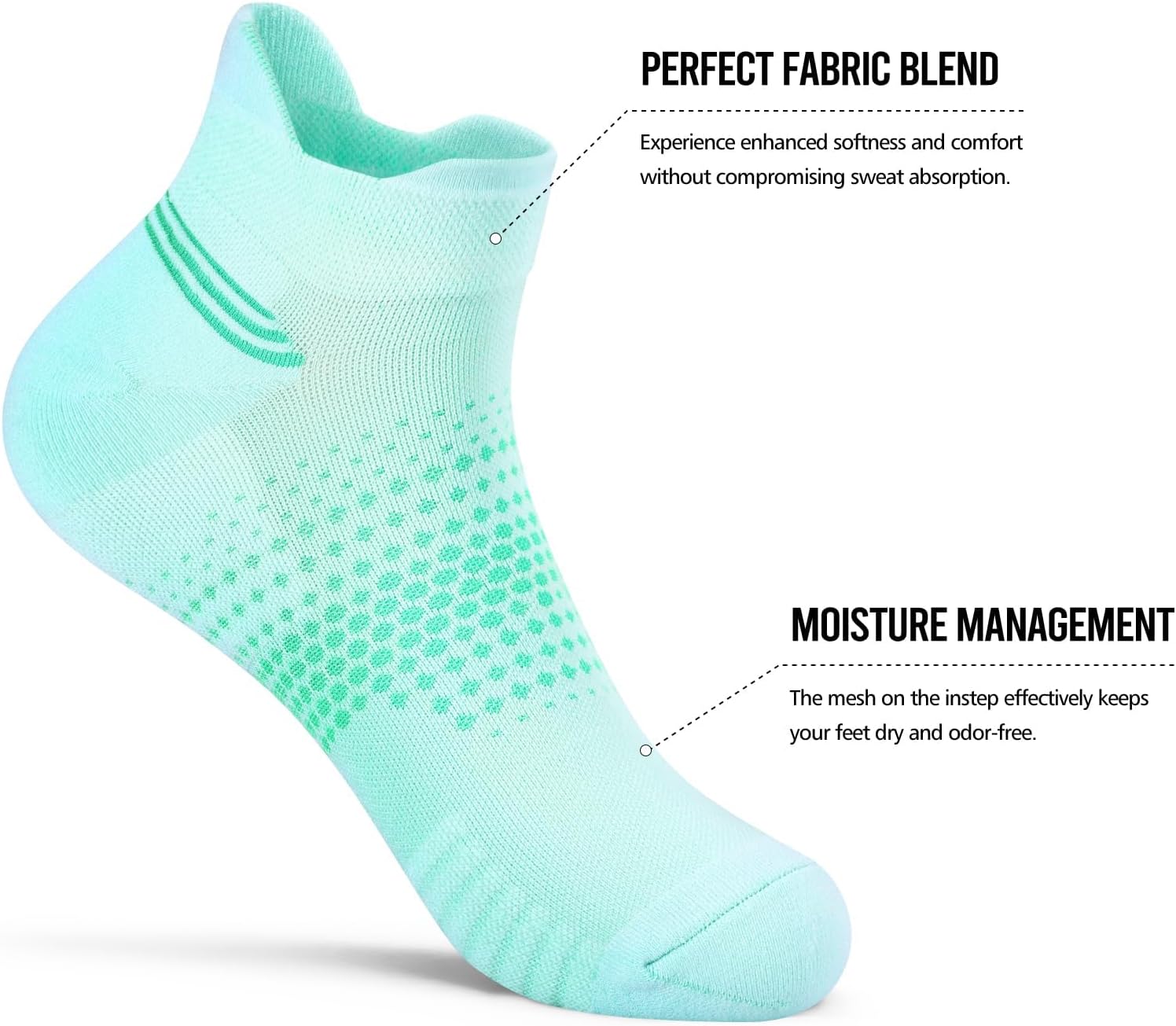 Detalle 2 de PAPLUS Ankle Compression Socks for Women (6 Pairs) – 8–15 mmHg Running Socks with Cushioned Sole