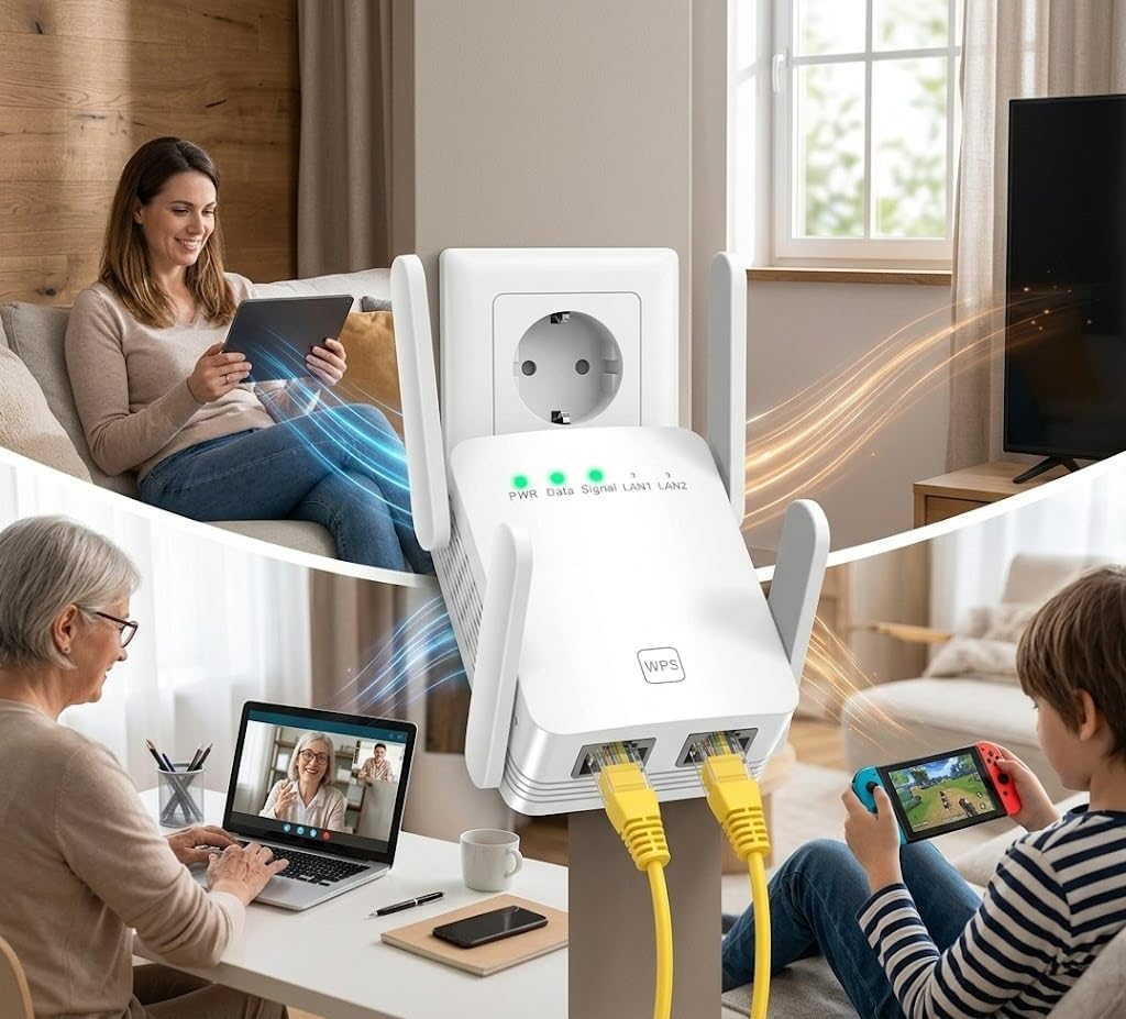 Thumbnail 1 de WLAN Verstärker 1200 Mbit/s Dualband mit LAN-Anschluss – Repeater für stabile Abdeckung und Gaming