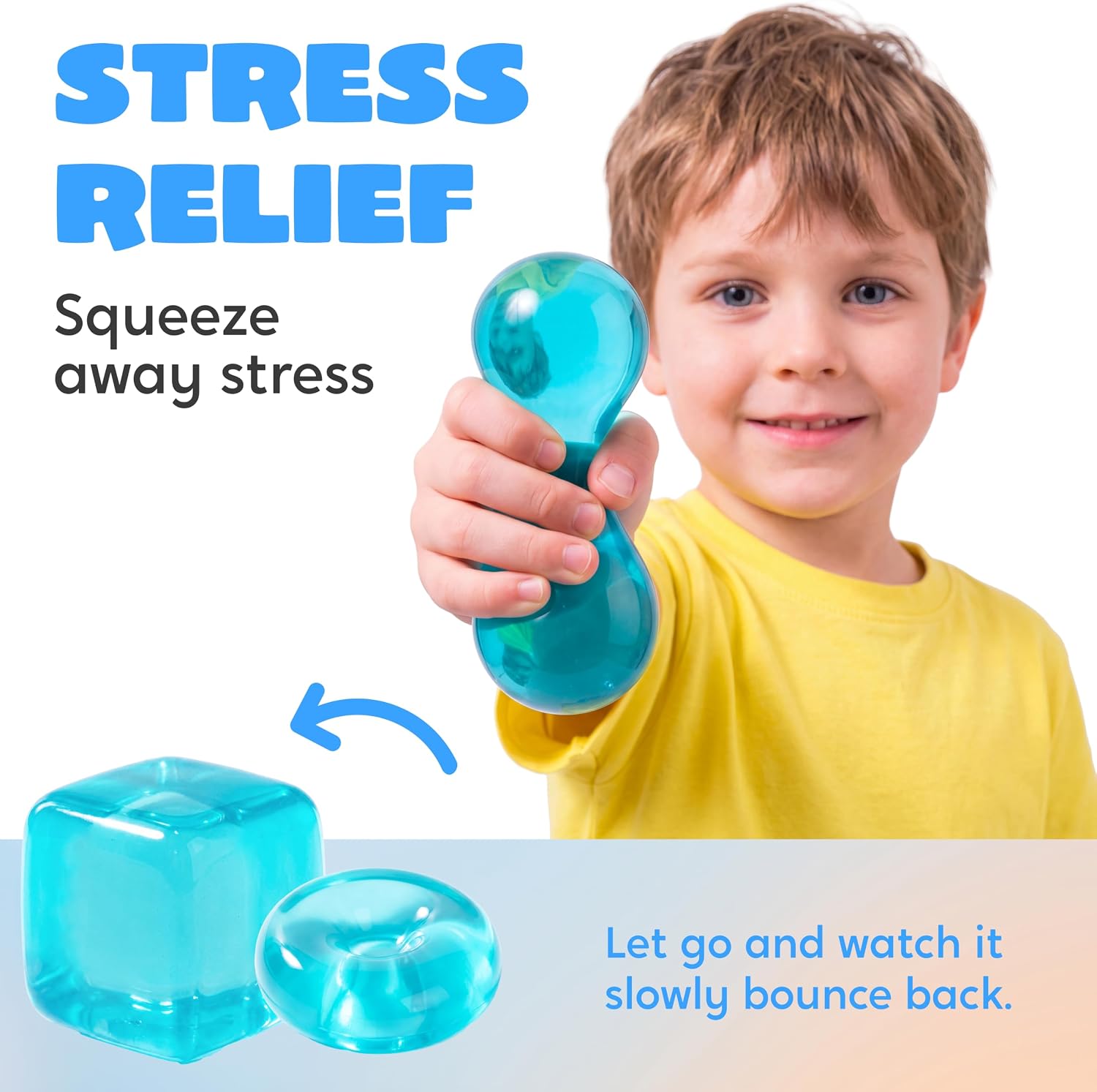 Detalle de JOYIN 19720 Slow-Rising Cube Squishy Toy, Blue 2.2-Inch TPR Fidget