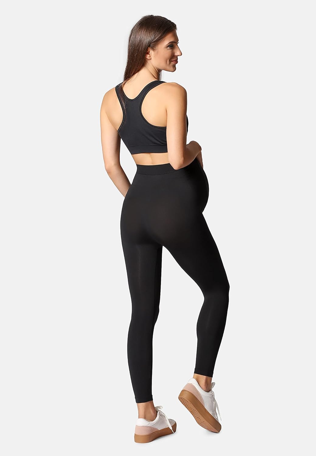 Detalle 2 de Be Mammy Umstandsleggings BE-1123 – lange Umstandsleggings mit breitem, druckfreiem Bund