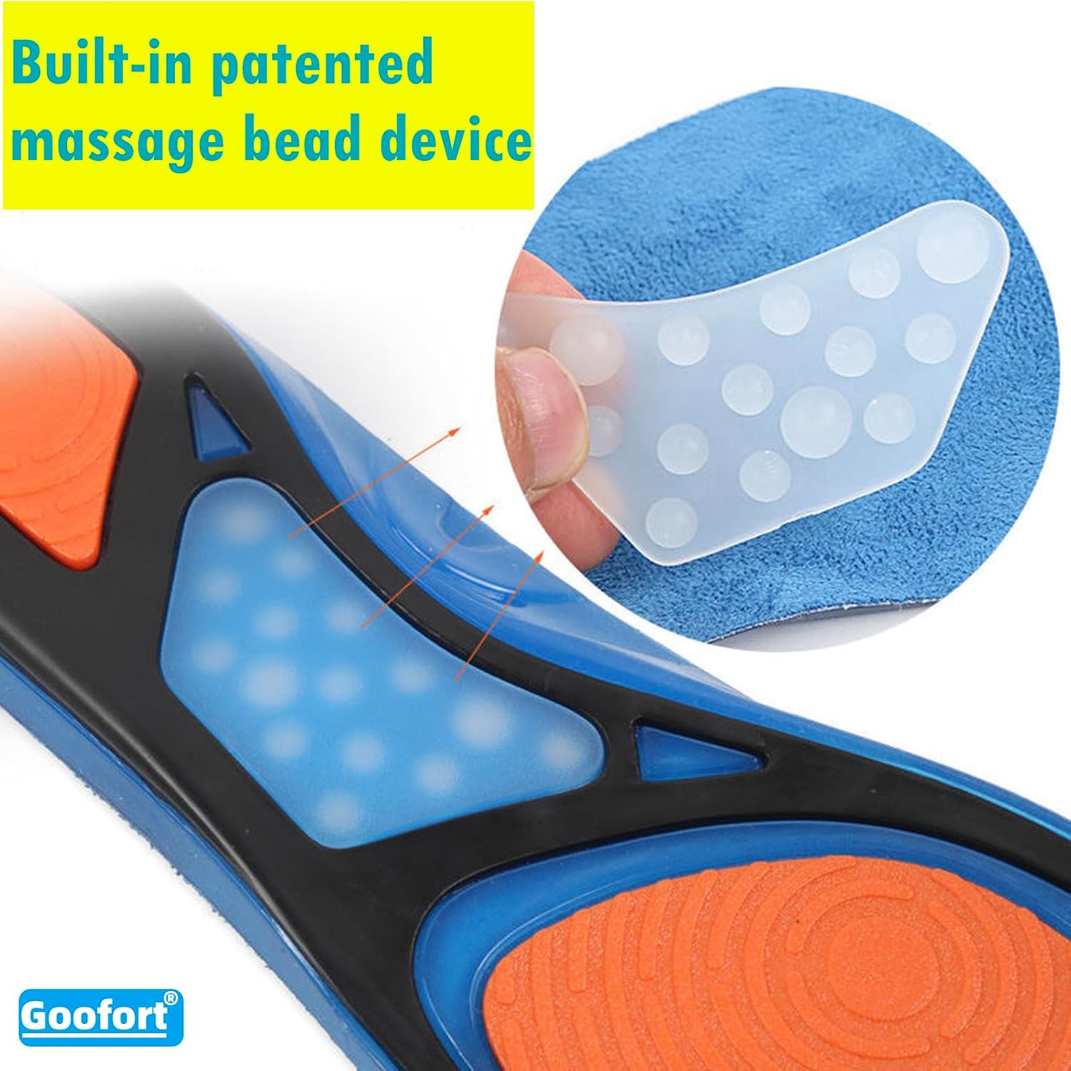 Detalle de goofort Goofort Massage Insoles Gel 3D-Xpain™-Plus for sore feet (UK5–13)
