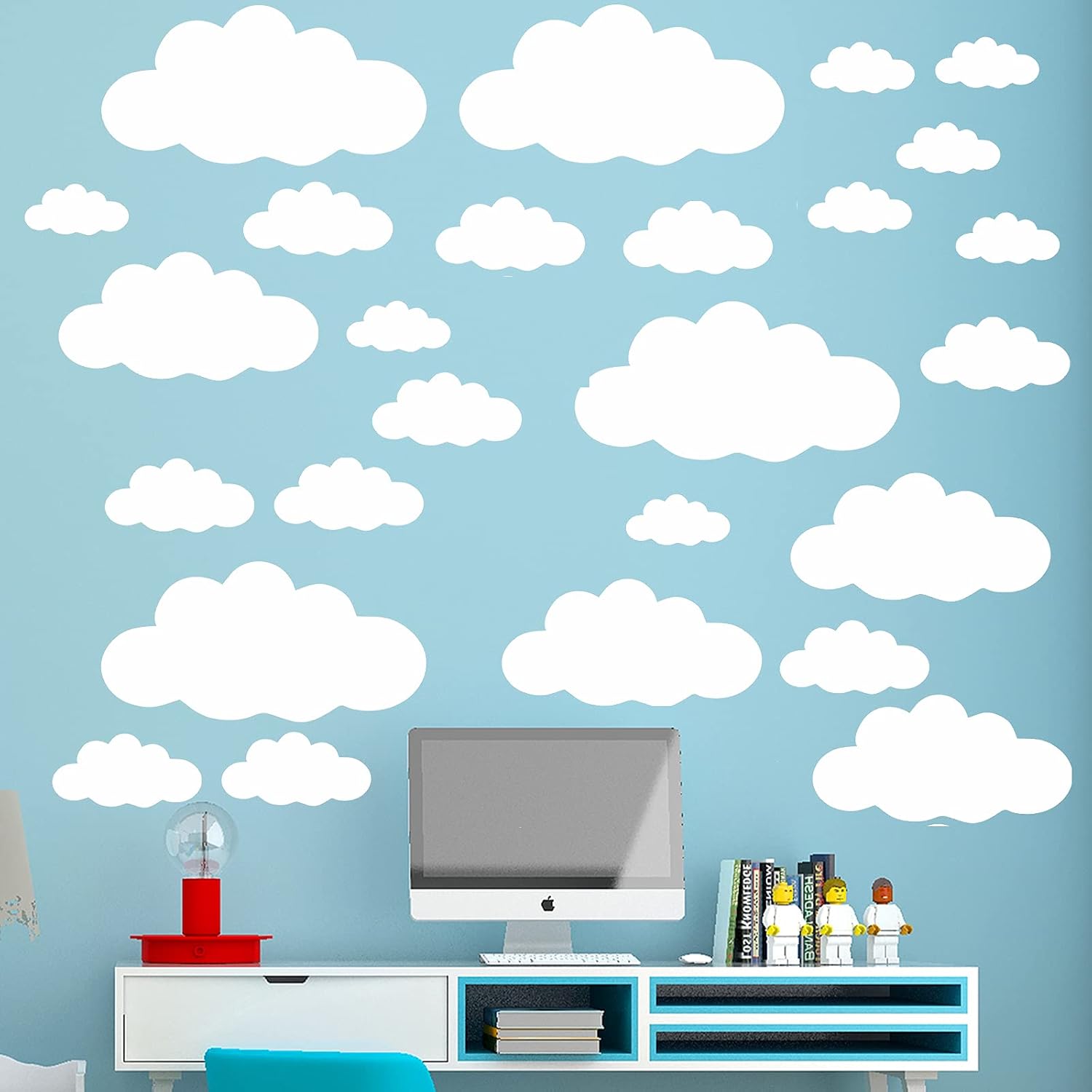 Detalle de ZLZLCFZE White Cloud Wall Decals, 31-Piece Waterproof Vinyl Set