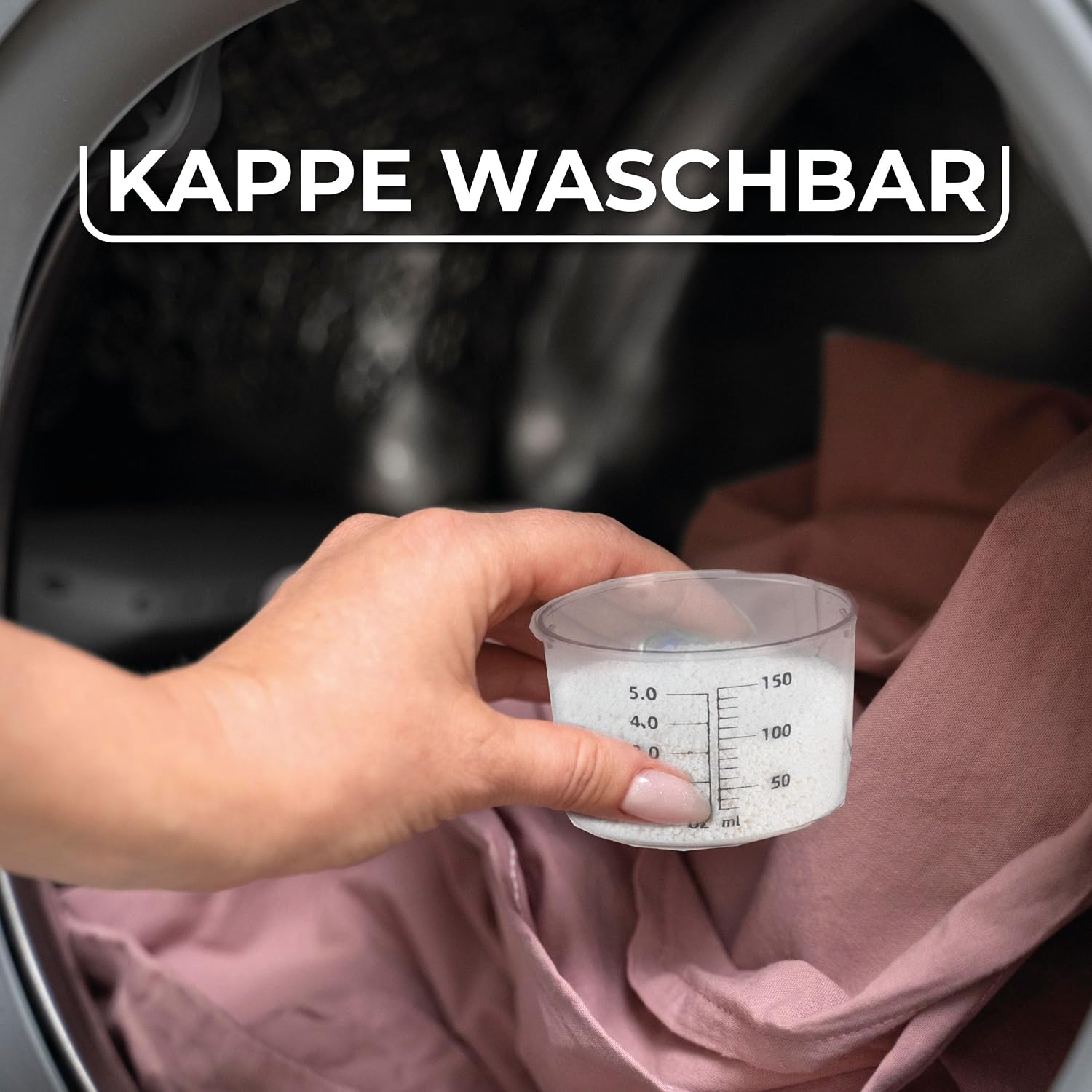 Detalle de Vileda Waschmittelbox 2300 ml grau – luftdichte Vorratsbox für Waschpulver & Flüssigwaschmittel mit Messbecher