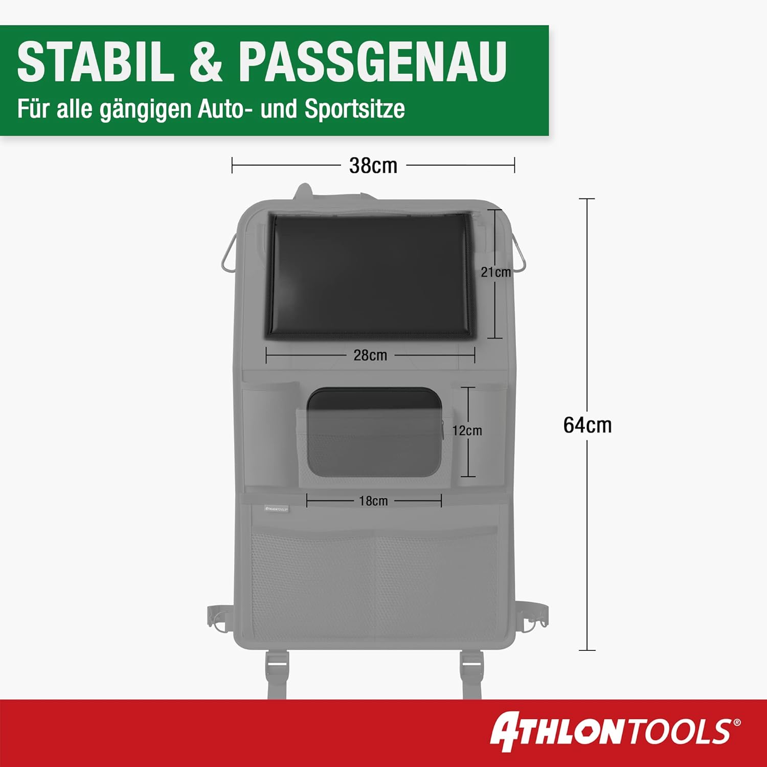 Thumbnail 6 de ATHLON TOOLS Der stabilste Autositz-Organizer mit verstärkter Rückwand und integriertem Tablet-Halter