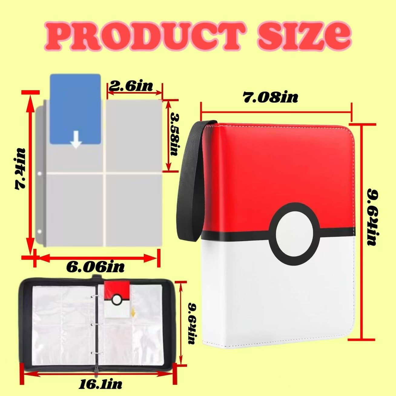 Detalle 2 de RONSOOBA kpsc01 Trading Card Binder, 400-Card Capacity, Zippered PU Leather