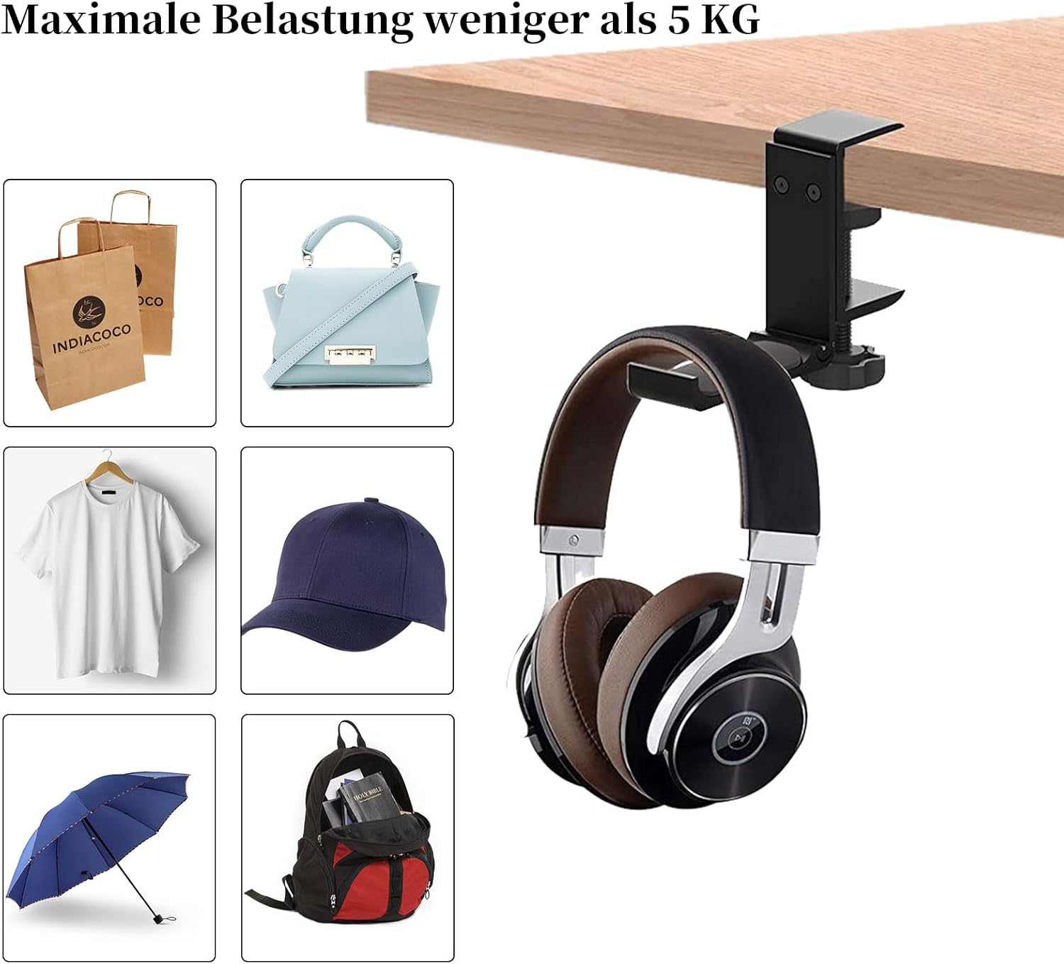 Thumbnail 5 de tempsnug Kopfhörerständer – Faltbarer Gaming-Headset-Ständer mit verstellbarer Klemme für alle Headsets