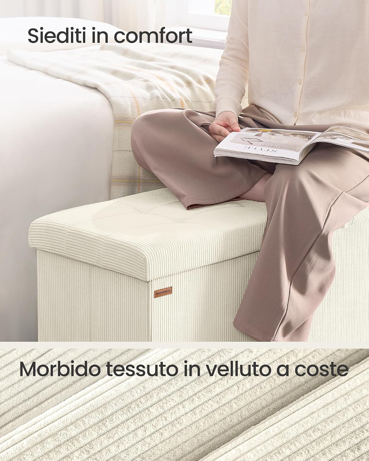 Detalle 2 de SONGMICS panca contenitore 110 cm