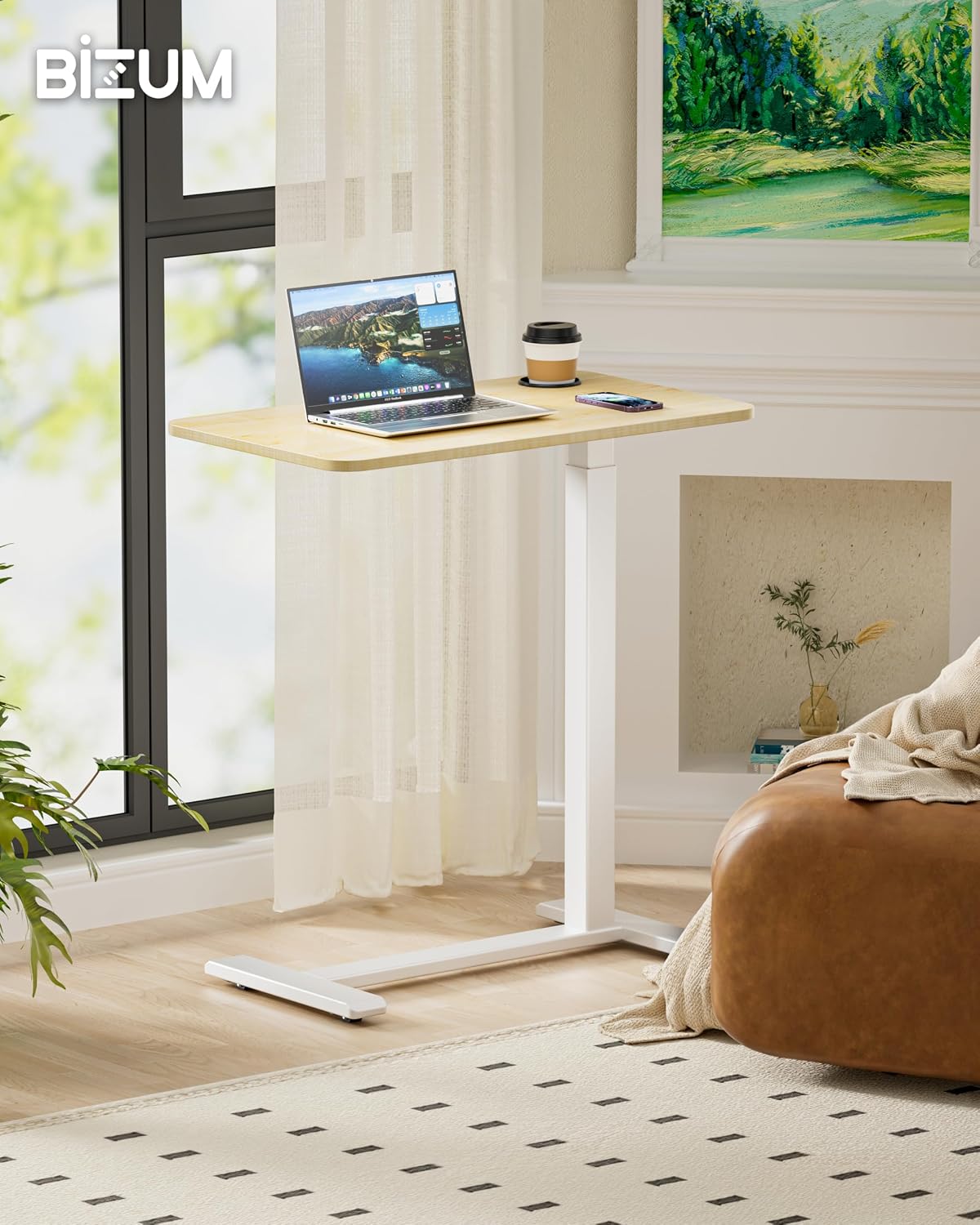 Detalle 2 de BIZUM DM5050W2716MO Adjustable Bedside Table, Maple Top, Pneumatic Lift