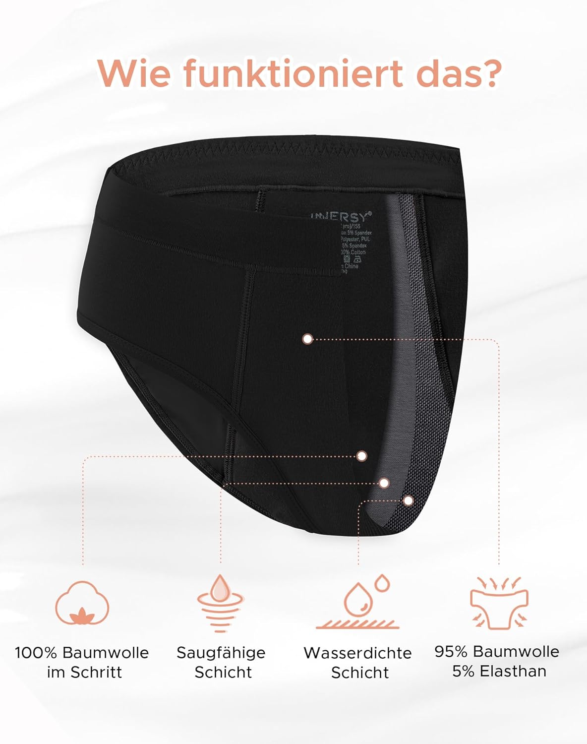 Thumbnail 2 de INNERSY Mutande Mestruali Ragazza per flusso abbondante, cotone, confezione da 3 (10-18 anni)