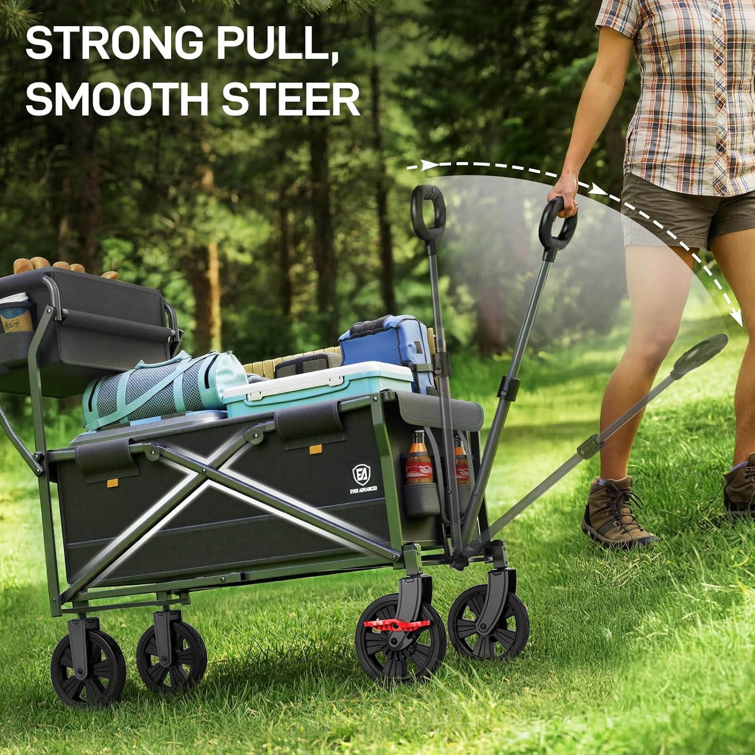 Thumbnail 6 de EVER ADVANCED Festival Trolley on Wheels (Push & Pull) with Foldable Basket, Cup Holders & 120kg capacity