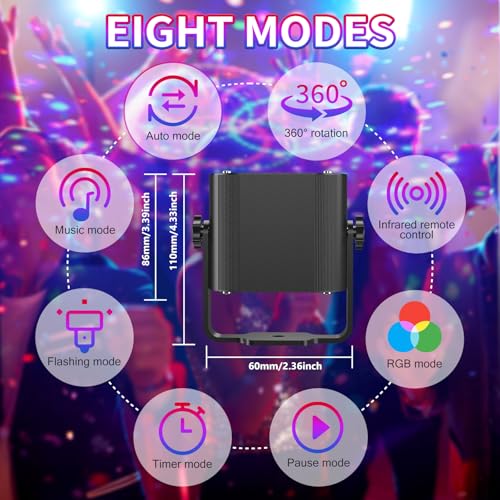 Detalle de Tyonto Discokugel: Musikgesteuertes Discolicht-Setup für Partys mit 60 Mustern und Fernbedienung