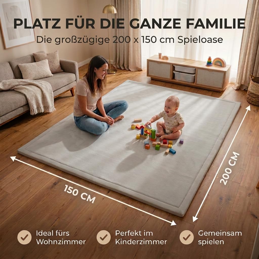 Detalle 2 de BabybeFun Krabbelmatte Baby 3 cm Dicke Spielmatte