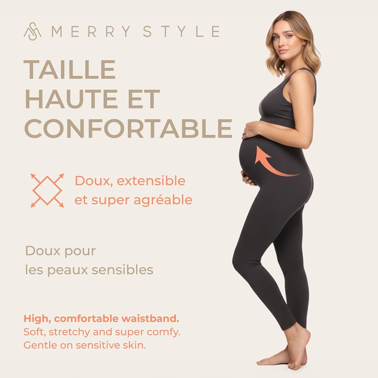 Thumbnail 2 de Legging long de grossesse Merry Style MS10-297 : tenue souple et confortable pour le quotidien et le sport