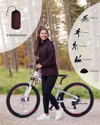 Detalle de 33,000ft Damen Regenjacke – wasserdicht, faltbar & atmungsaktiv