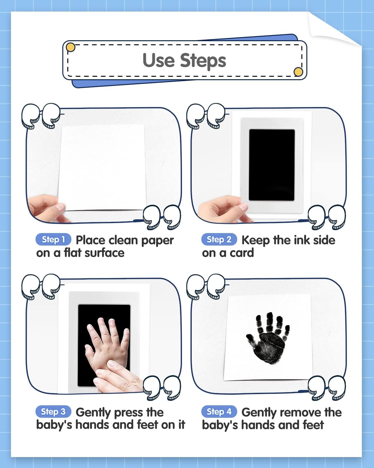 Detalle 2 de MOXTOYU Baby Hand and Footprint Kit – 6 Imprint Cards