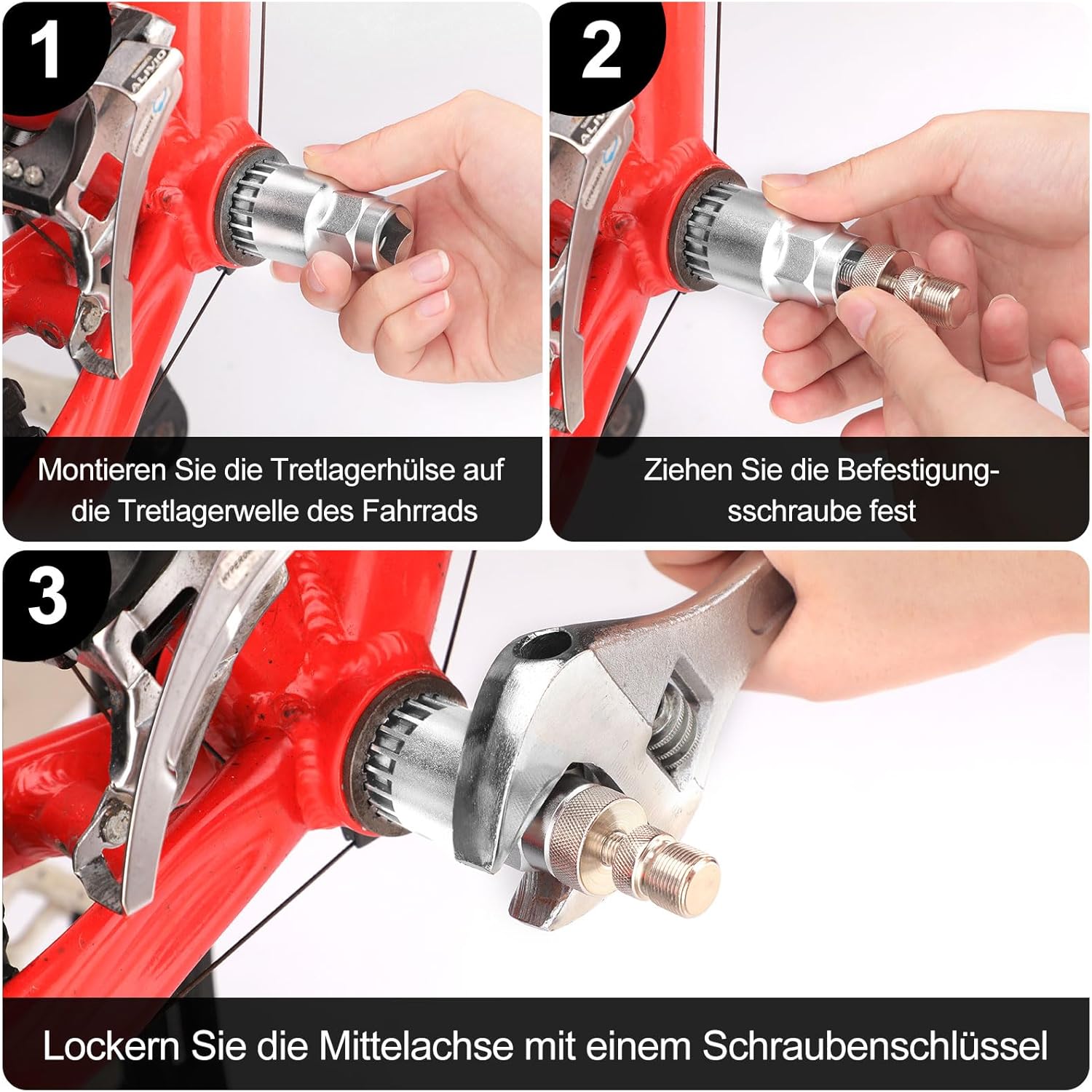 Detalle de TBoonor Fahrrad-Innenlagerschlüssel (Kurbelausdrücker) 24 mm, 20 Zähne – Werkzeug zum Abziehen der Kurbel