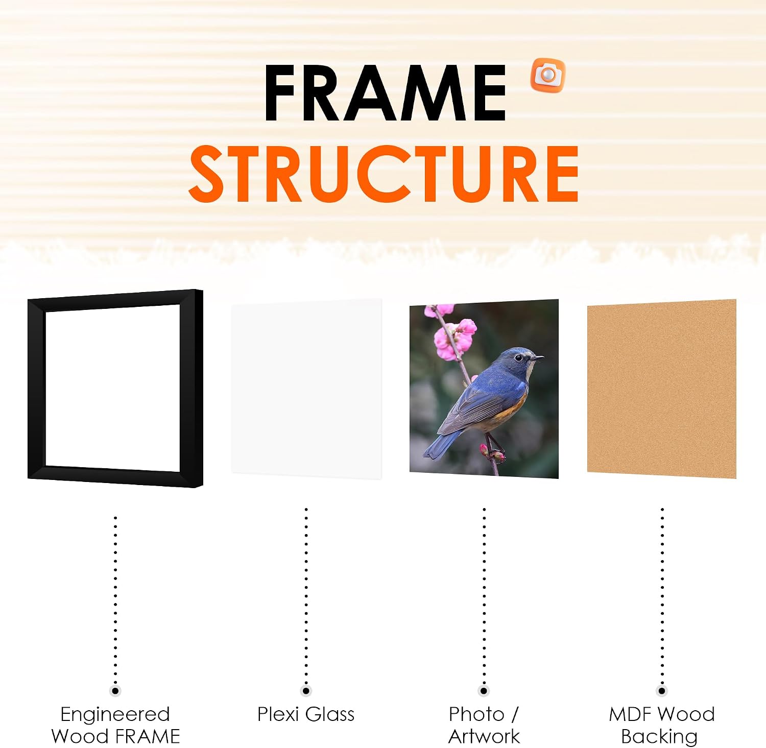 Detalle de FIXSMITH 5x5 Picture Frames, Set of 4, Black with HD Plexiglass