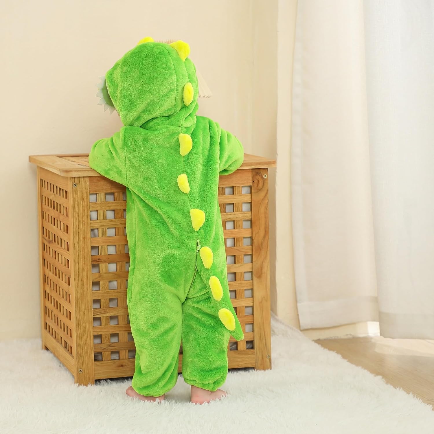 Thumbnail 6 de Hilmocho Baby Hooded Romper: Unisex Animal Cartoon Flannel Jumpsuit