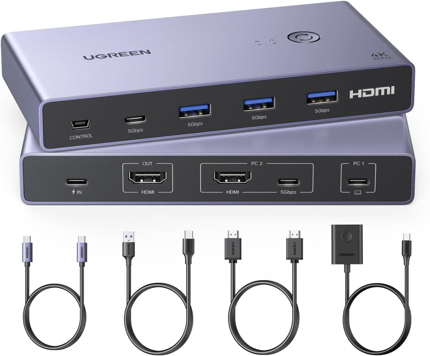 Detalle de UGREEN KVM Switch HDMI USB C 4K 60Hz