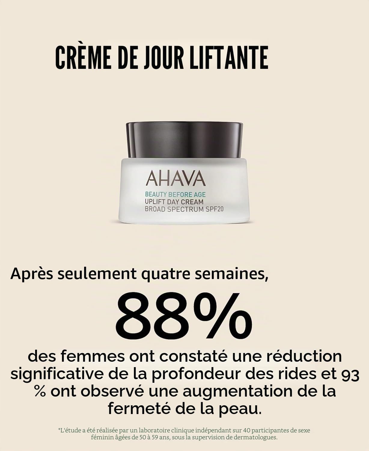 Detalle de AHAVA Uplift Crème jour SPF20 50ml – soin quotidien visage avec protection solaire