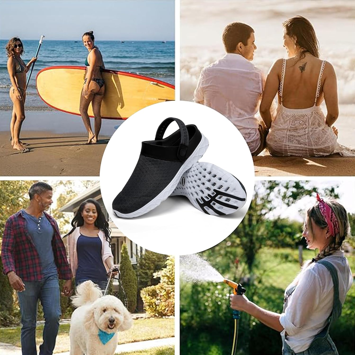 Detalle 2 de SAGUARO Unisex Clogs & Gartenschuhe als Sommer-Hausschuhe – atmungsaktive Mesh-Sandalen (Gr. 36–48)