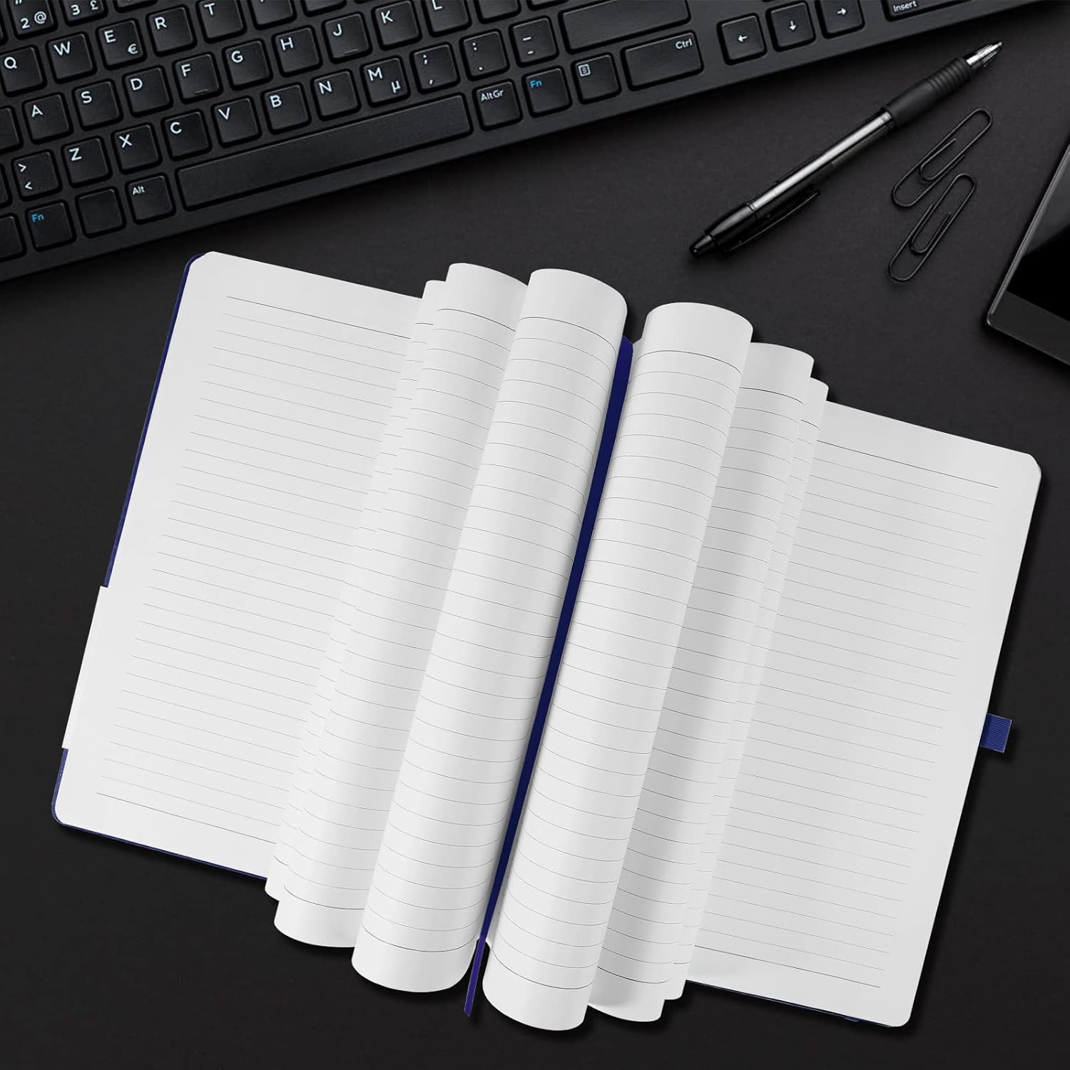 Thumbnail 5 de A4 Notebook, Notebook A4 Journal Notebook Hardcover Notepad with Bookmark Composition Notebooks, Pen Loop, and Elastic Closure, 8.3" X 11.18"，Dark Blue