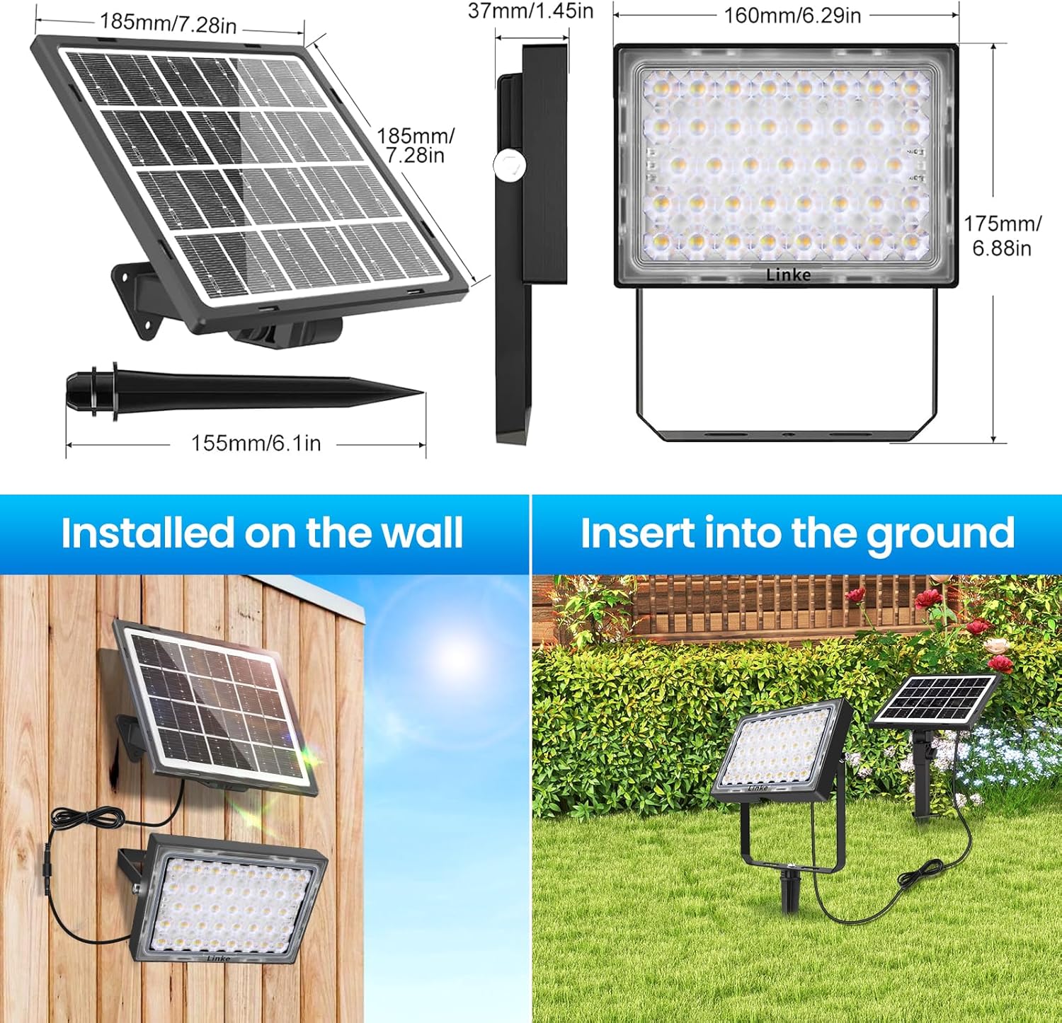 Thumbnail 5 de Linke Solar RGB Flood Lights Outdoor with Remote Control (IP66, Dusk to Dawn)