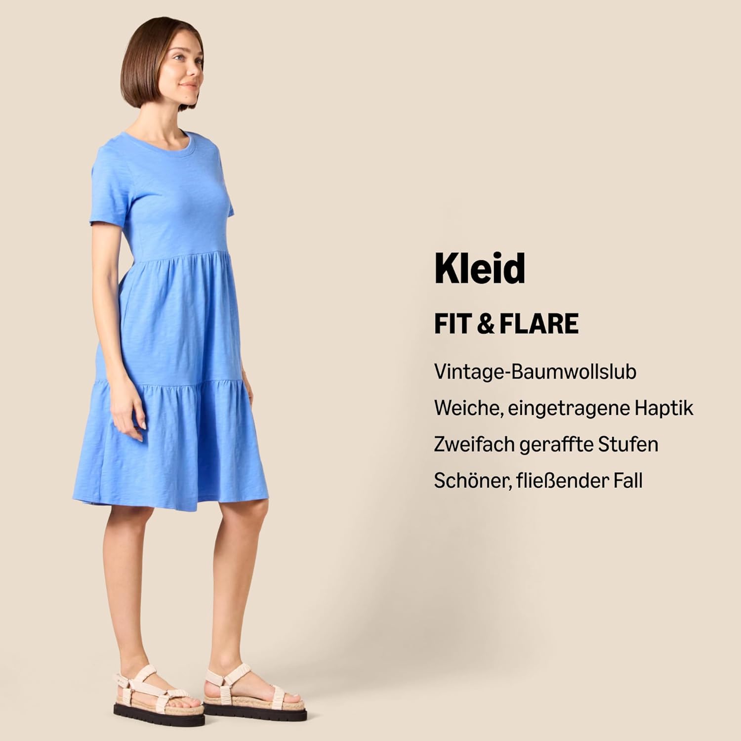 Thumbnail 1 de Amazon Essentials Damen Kurzarm-Kleid mit Rundhalsausschnitt und Stufen-Schnitt