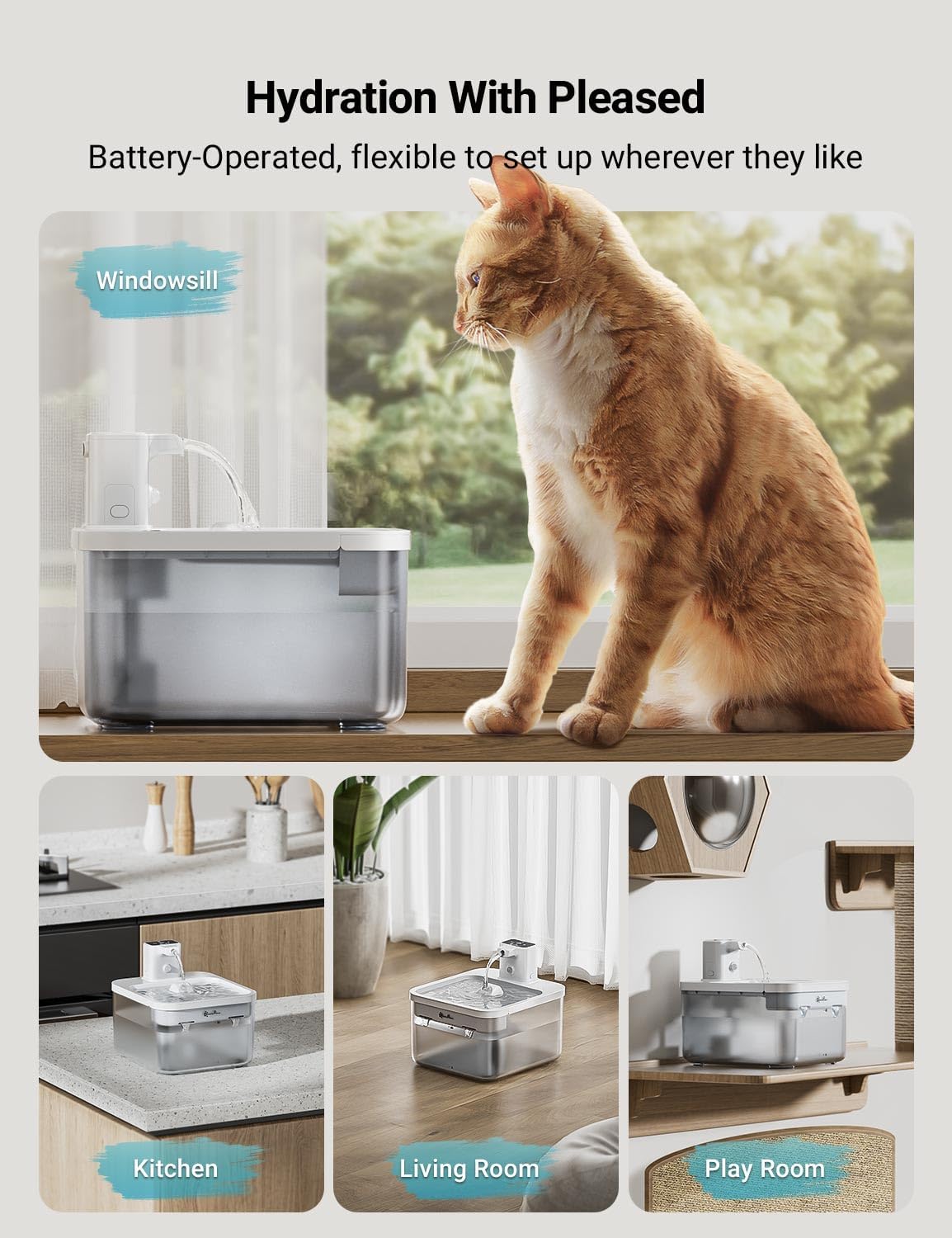 Detalle 2 de DownyPaws Cordless Cat Water Fountain 2.5L