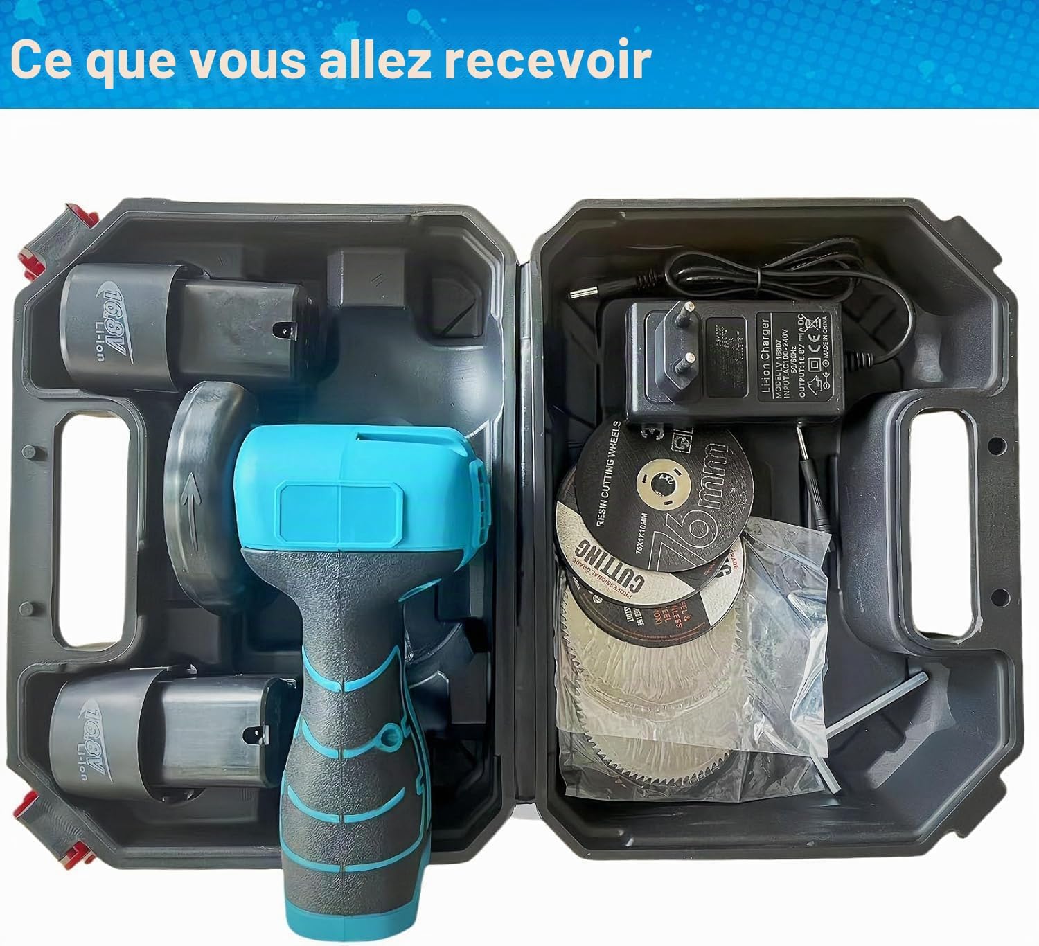 Detalle de Mini meuleuse sans fil 16,8 V – 76 mm, 2 batteries, 28000 tr/min