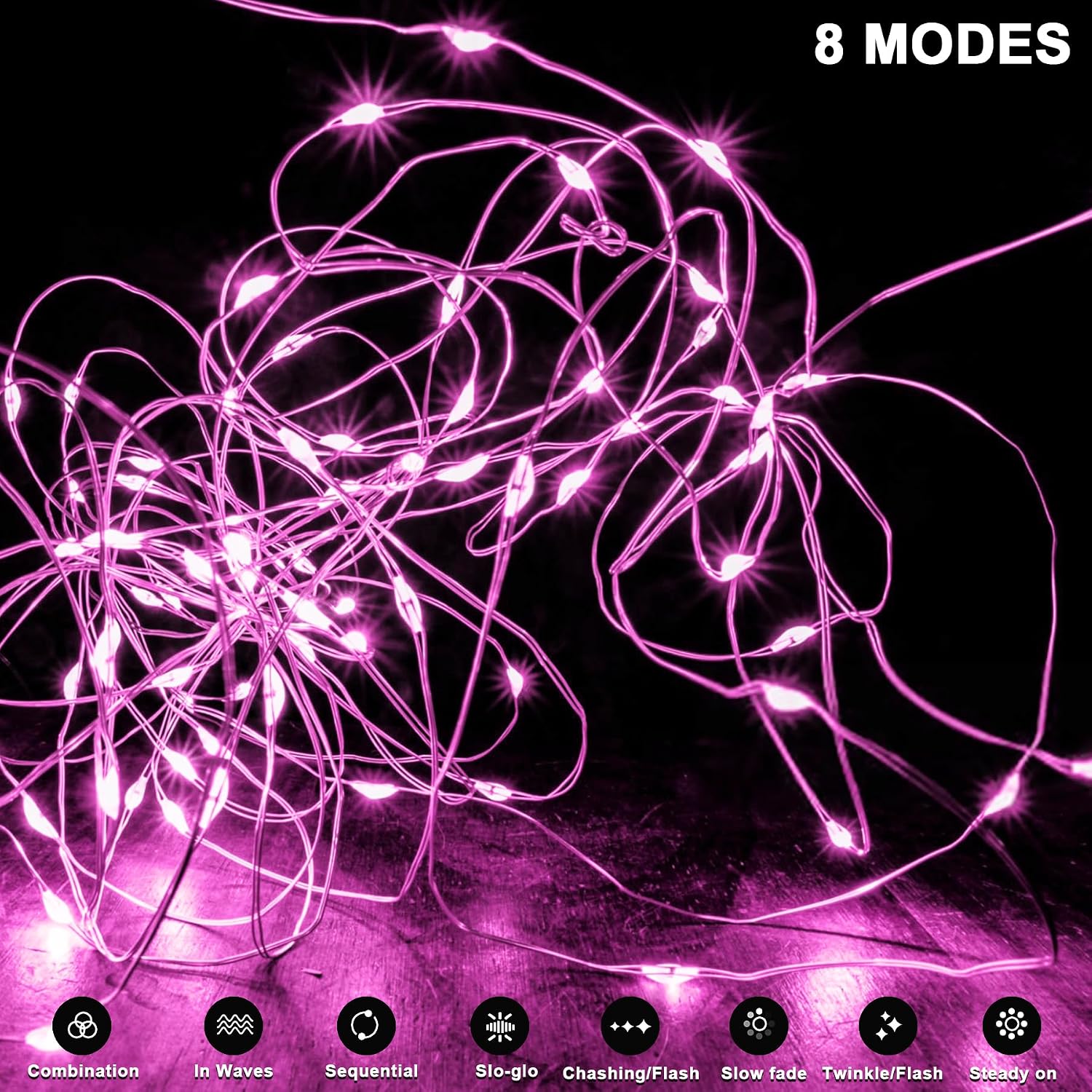 Thumbnail 1 de Lezonic Solar String Lights Outdoor – 12m/40ft, 120LED, IP65 Waterproof, 2 Pack