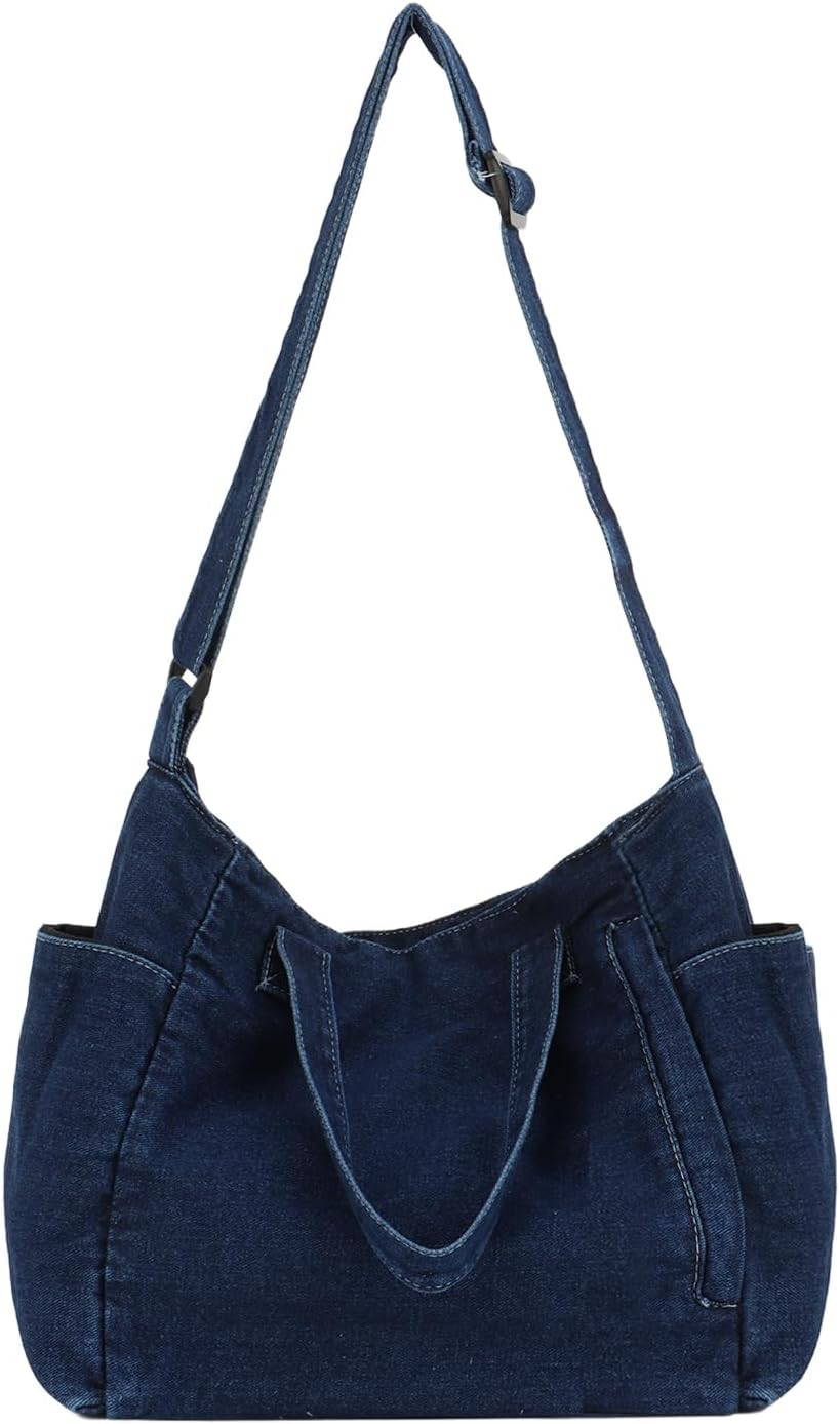 Detalle de Jywmsc Denim-Tragetasche für Damen – Große Canvas-Handtasche mit Reißverschluss
