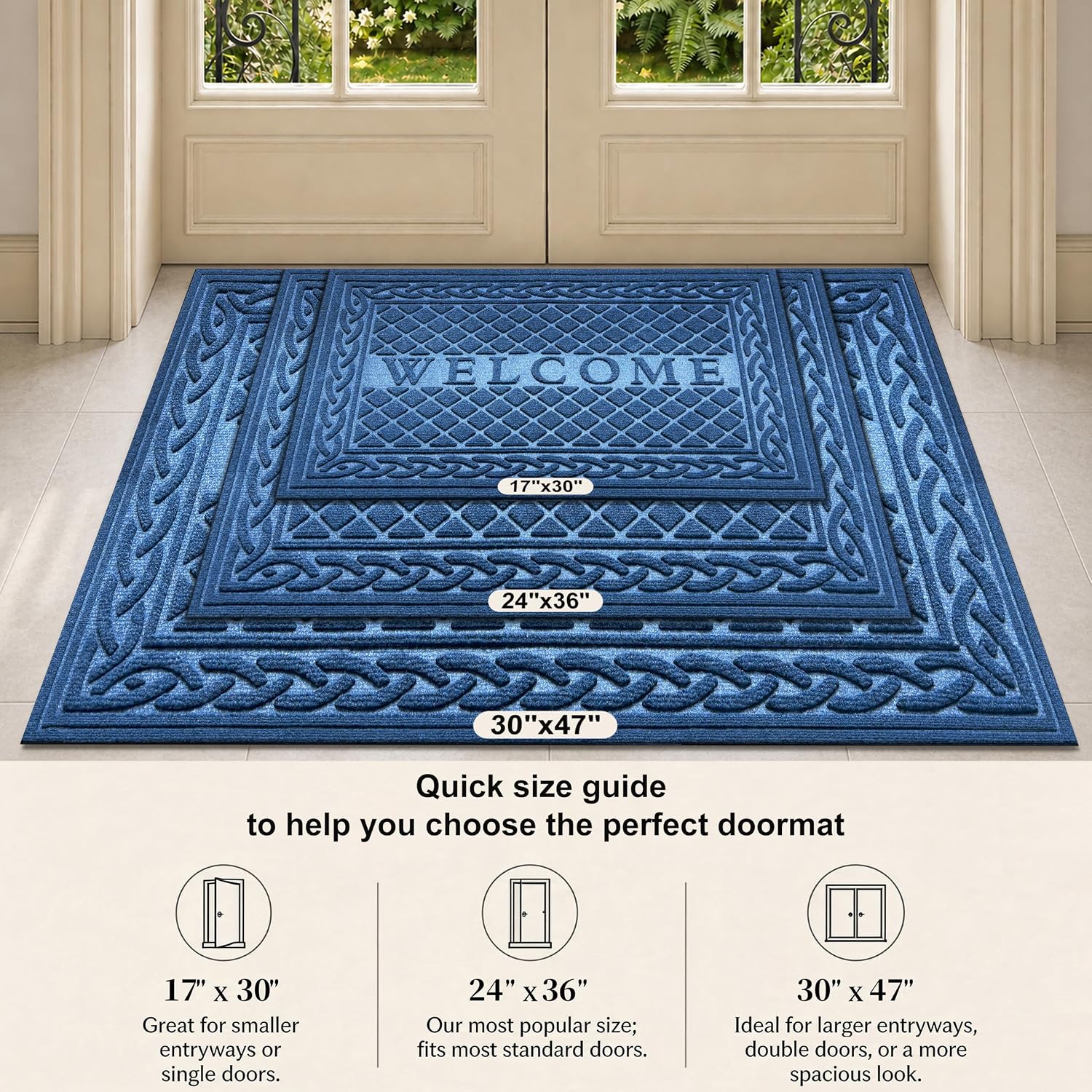Detalle 2 de Mibao Welcome Mat, 17" x 30" Low-Profile Polyester Door Mat